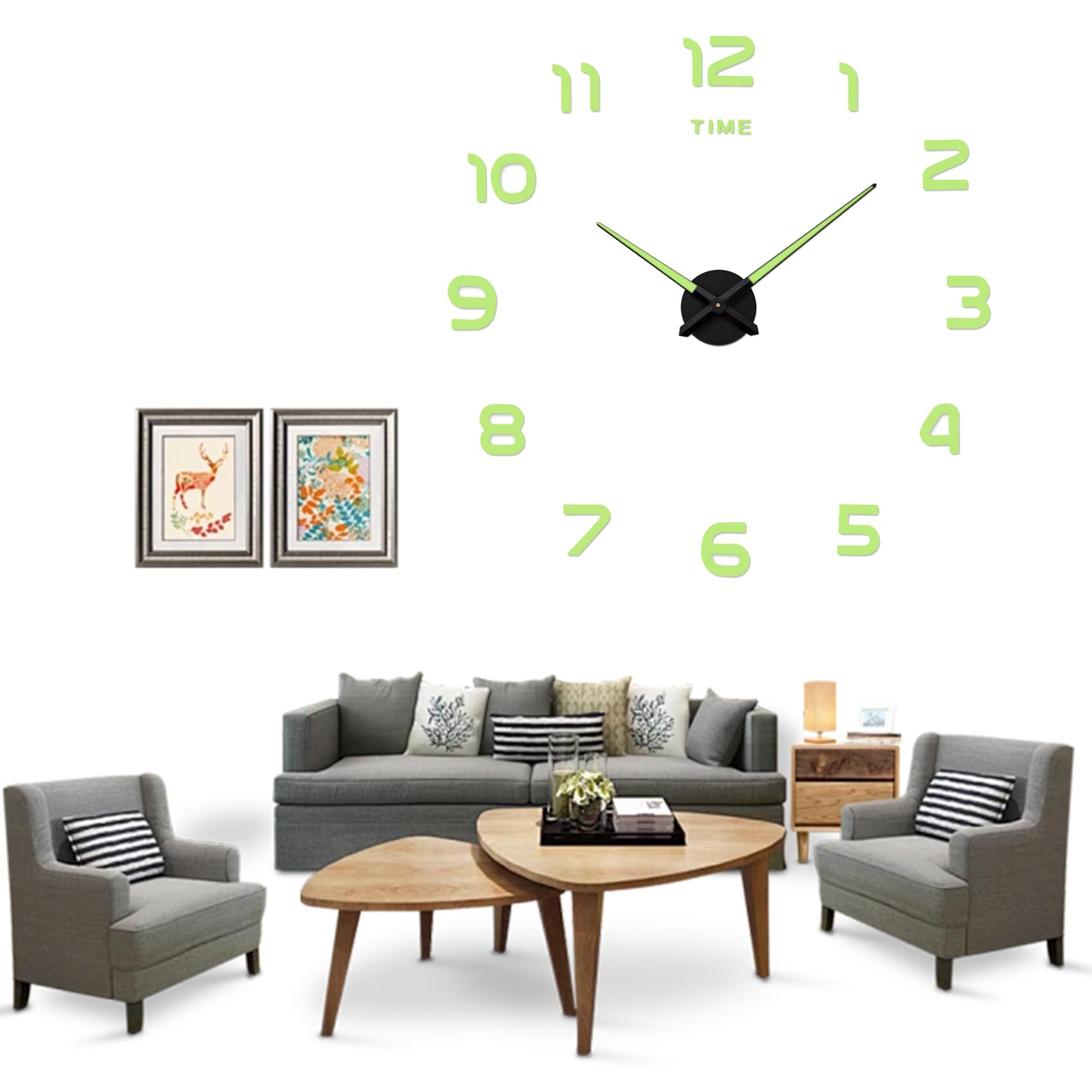 Reloj de Pared Moderno Luminoso DIY, Silencioso, Tamaño Grande 3D, Fácil de Montar, Reloj de Pared Fluorescente, Decoración para Cocina, Salón, Oficina, Dormitorio y Hogar