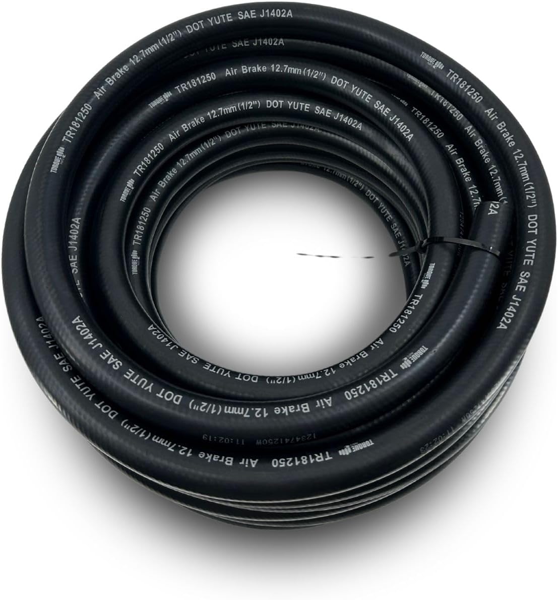TORQUE Rubber Air Brake Hose ID: 3/8" - OD: 3/4" x 50-FT ROLL Black S.A.E. J1402 and D.O.T.F.M.V.S.S. 106 Approved Replacement for Continental 9003006 (TR183850)