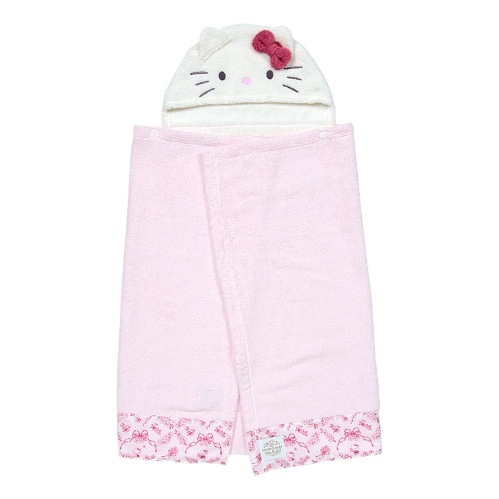 Sanrio Hello Kitty Baby Bath Poncho Organic Cotton 35x28in Hooded Towel