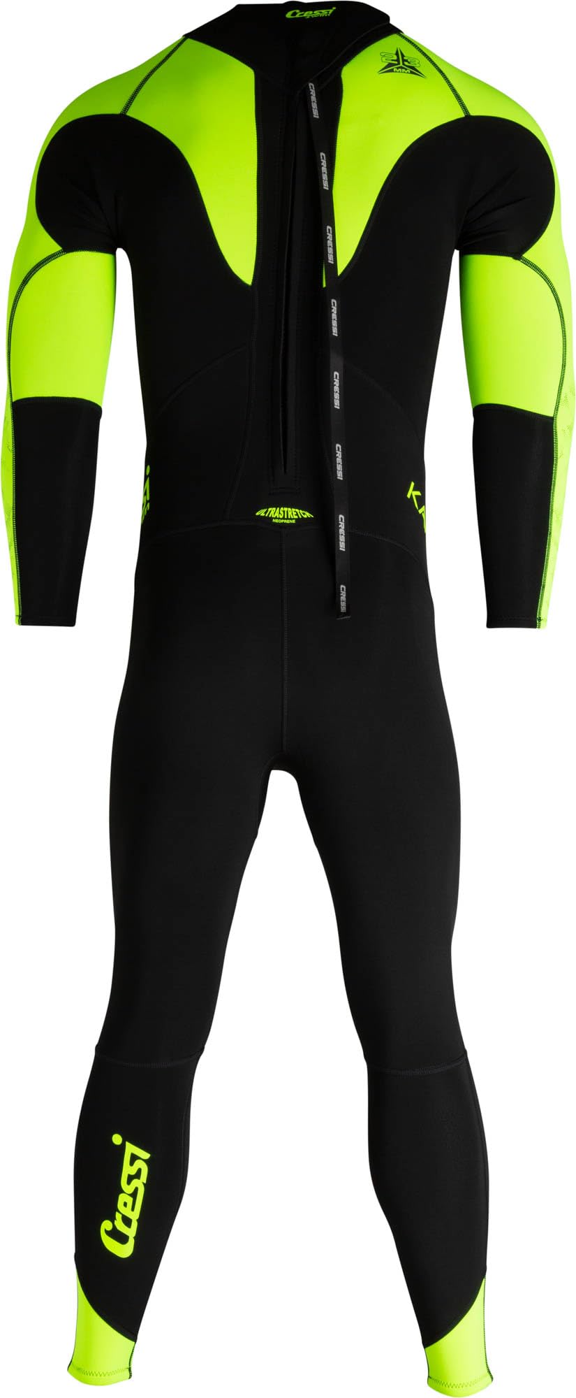 Cressi Karua Man Monopiece Swimsuit Multi Thickness 3/2 mm - Muta Monopezzo da Nuoto Neoprene Bifoderato 3/2 mm, Nero/Lime, Uomo
