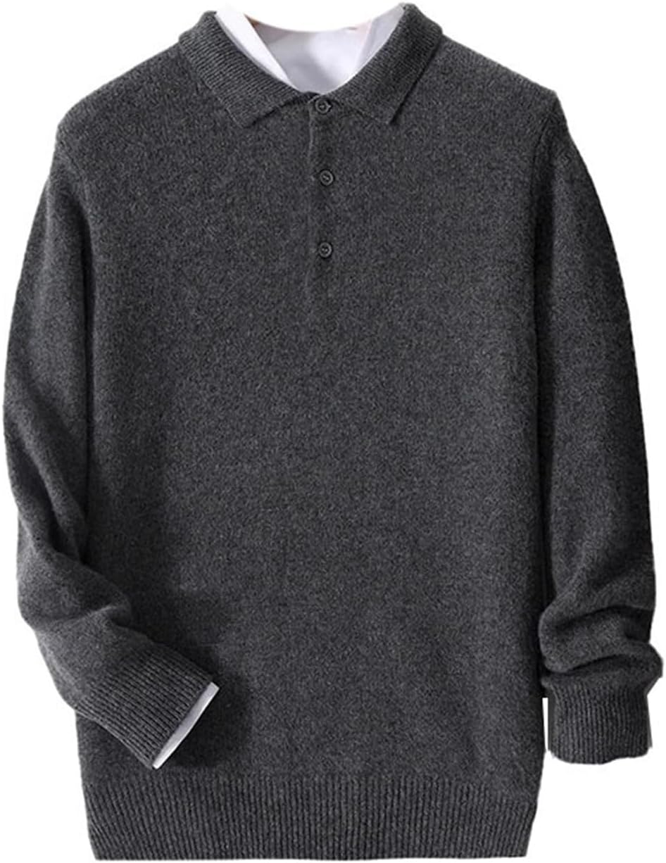 Men's Shirt Collar Sweater Casual Knitted Sweater Loose Shirt