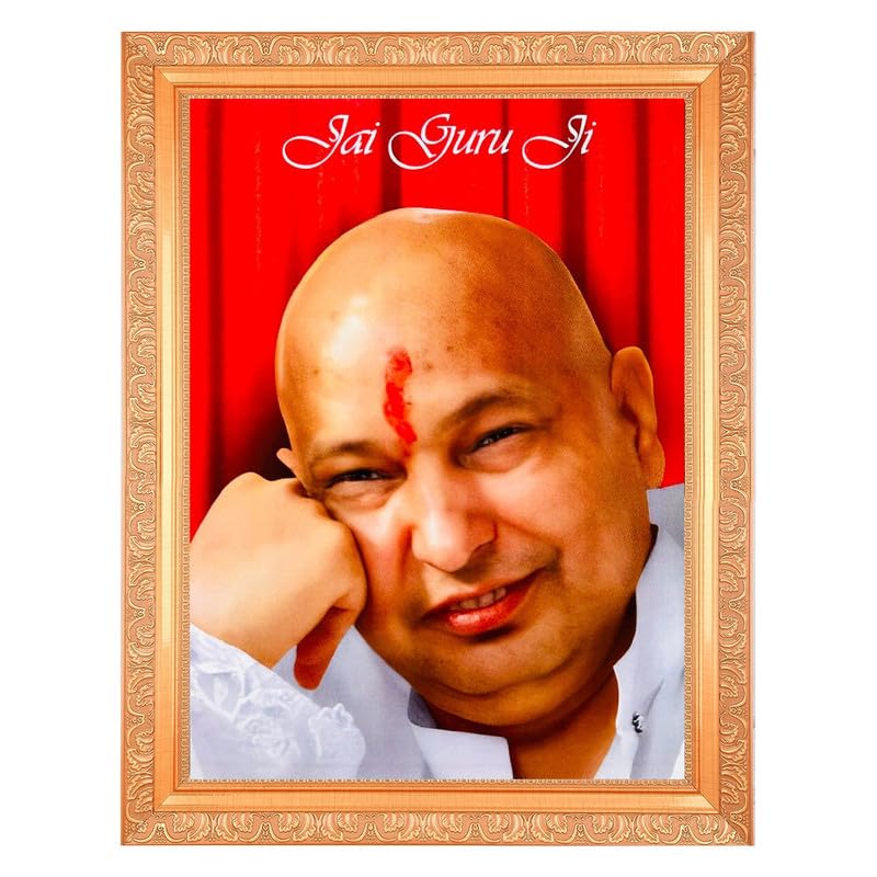 Photo Jai Guruji dans son cadre doré pour créer un espace de méditation zen chez soi