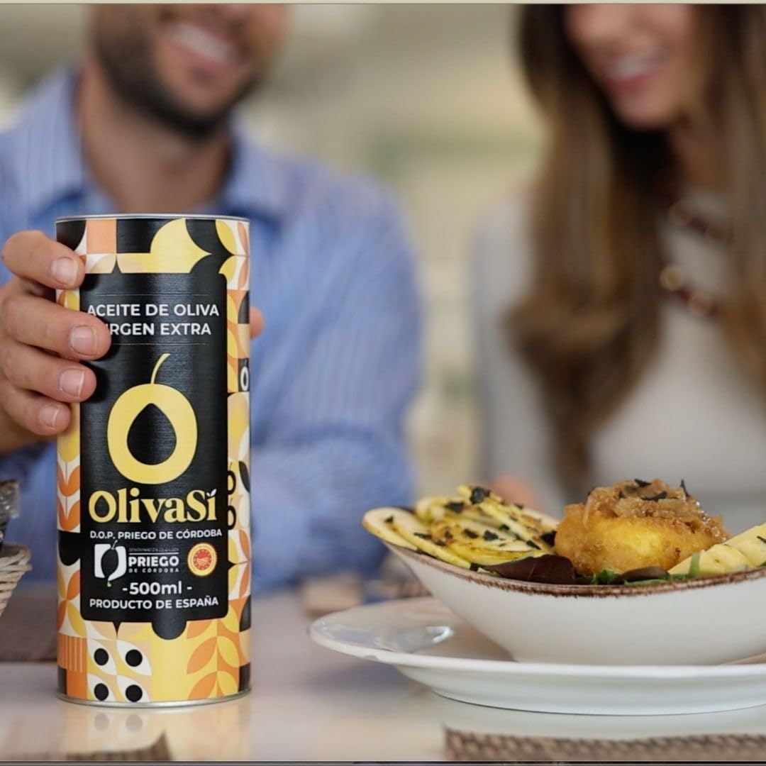 OLIVA SÍ Golden Edition - Aceite de Oliva Virgen Extra 500ml con D.O.P. Priego de Córdoba - Calidad Gourmet y Sabor Exclusivo - Premiado en Concursos Internacionales y Nacionales (Caja 6x500ml)