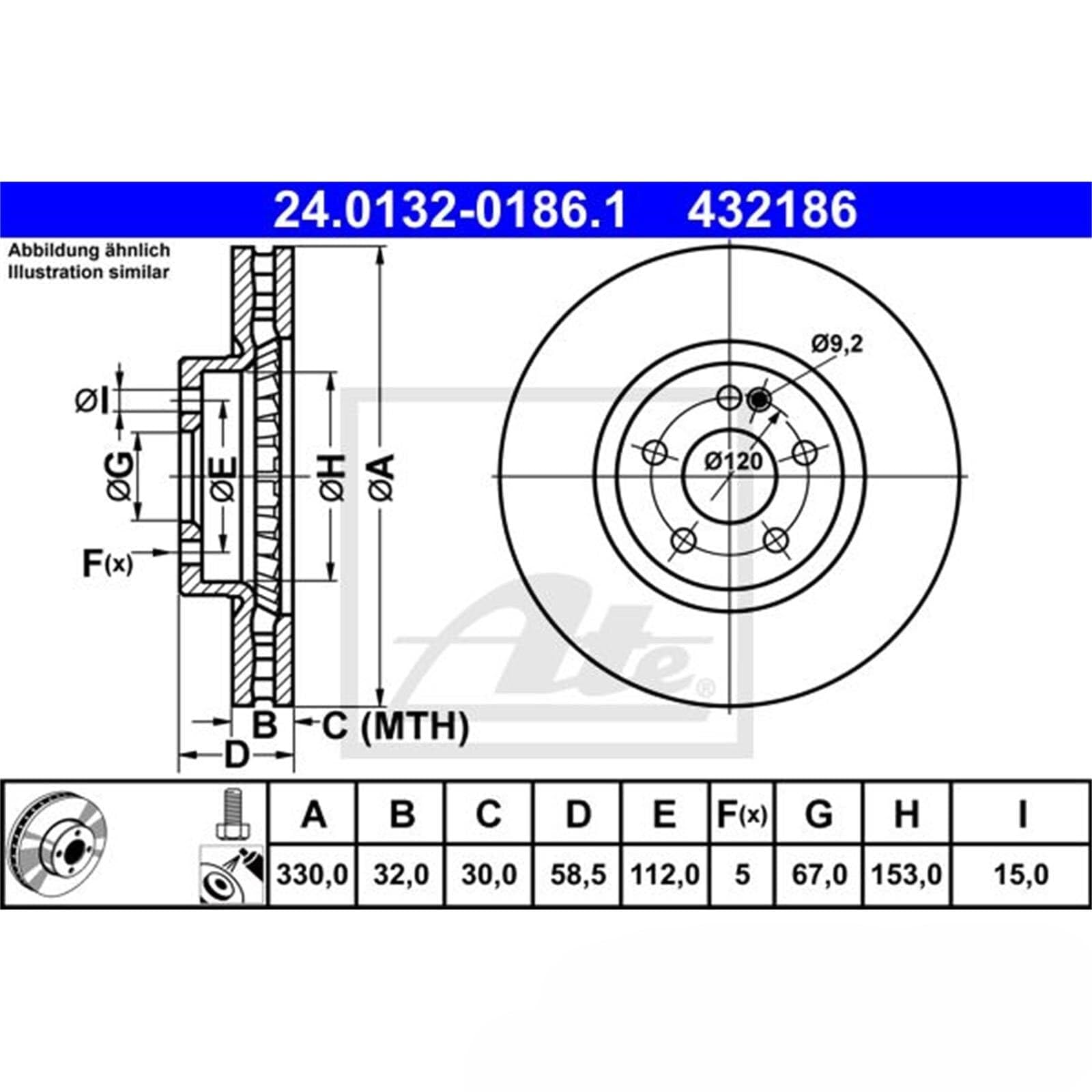 ATE Bremsscheiben 330mm + CERAMIC Beläge vorne für W447 Vito V-Klasse