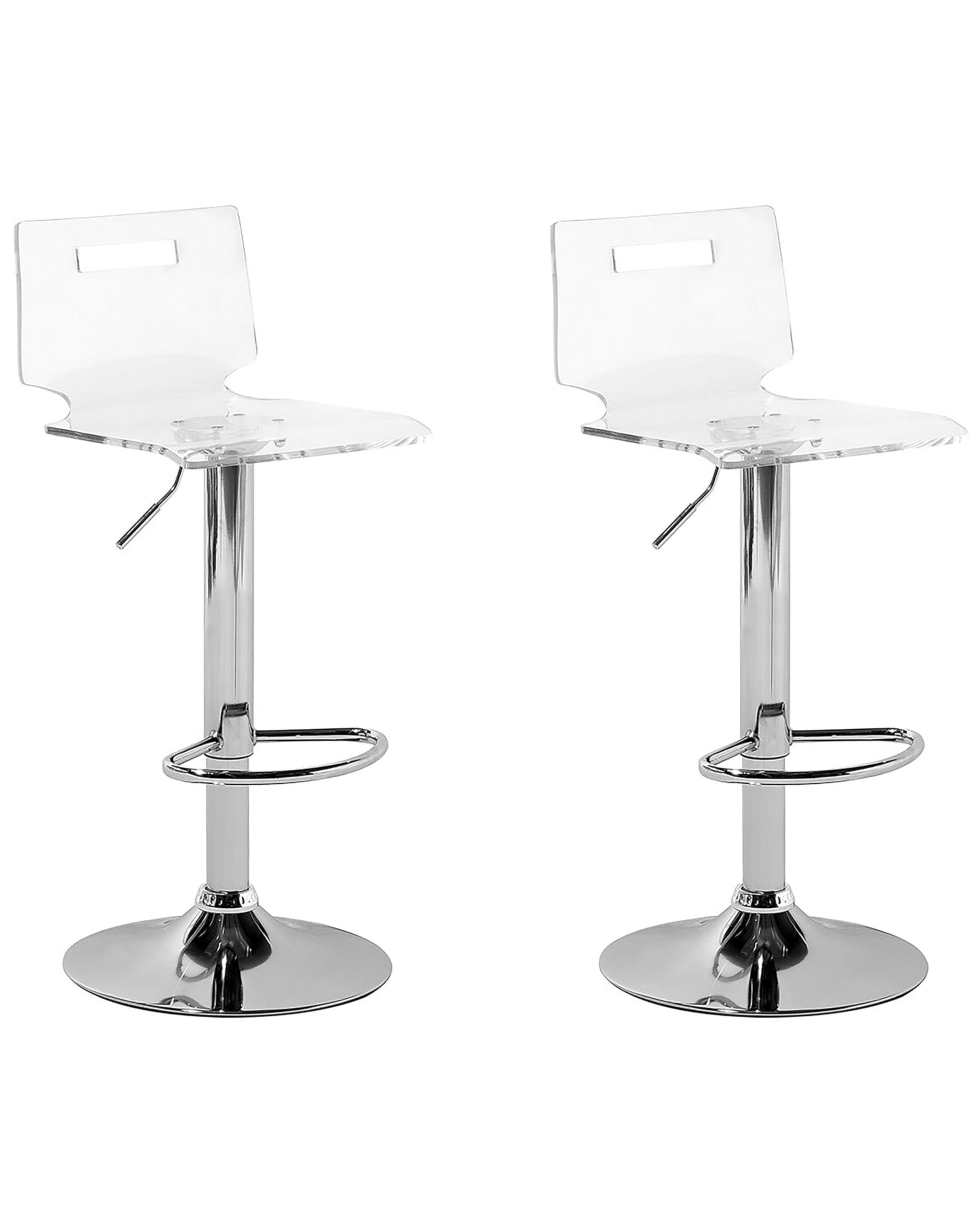 Beliani 2 Bar Stools Clear Acrylic Swivel Bar Chair W Footrest Transparent Malta