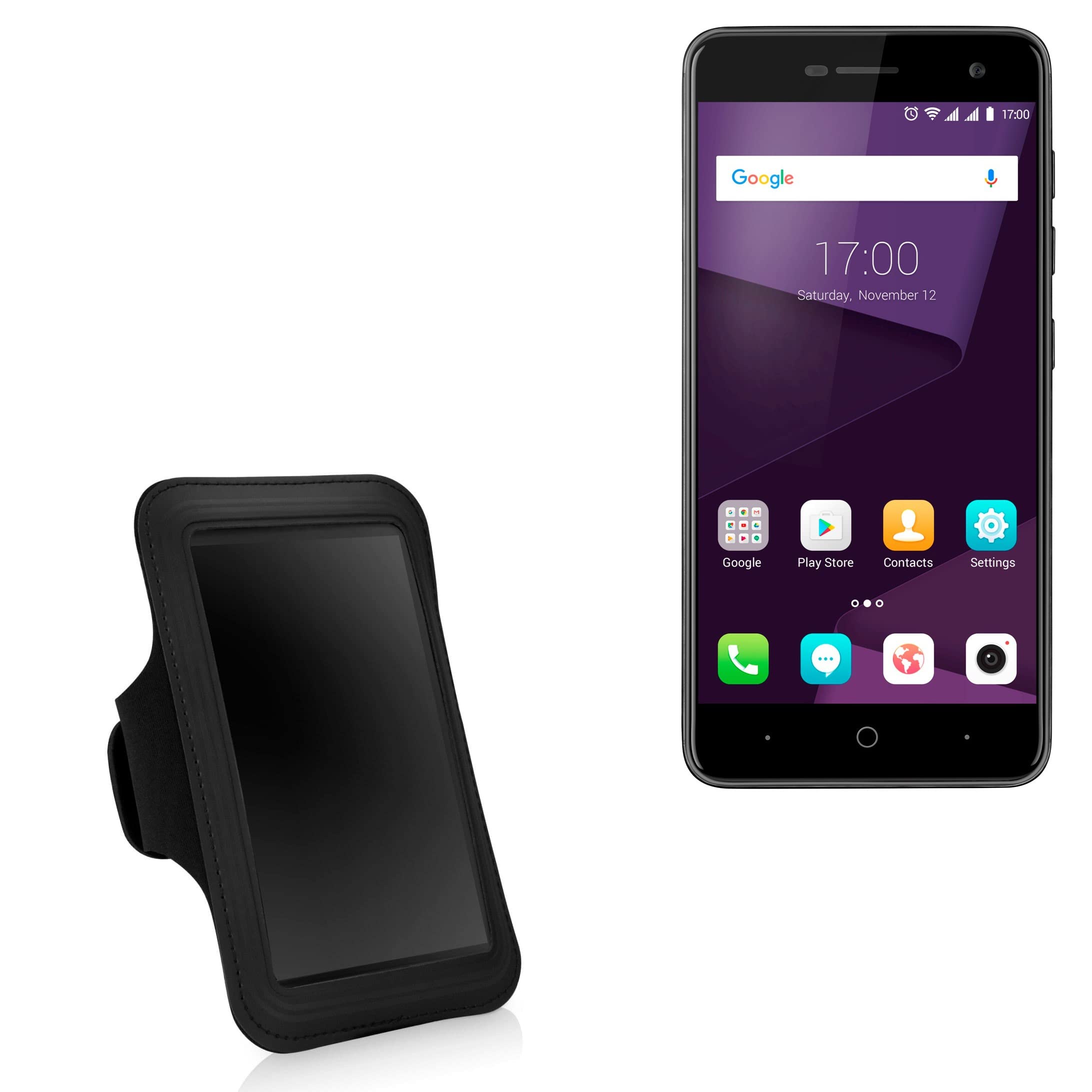 BoxWave Case Compatible with ZTE Blade V8Q - Sports Armband, Adjustable Armband for Workout and Running for ZTE Blade V8Q - Jet Black