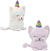 BLUE PANDA Small Reversible Caticorn Plush Toy, Lavender and White Cat Plush with Rainbow Horn 6 x 12 in