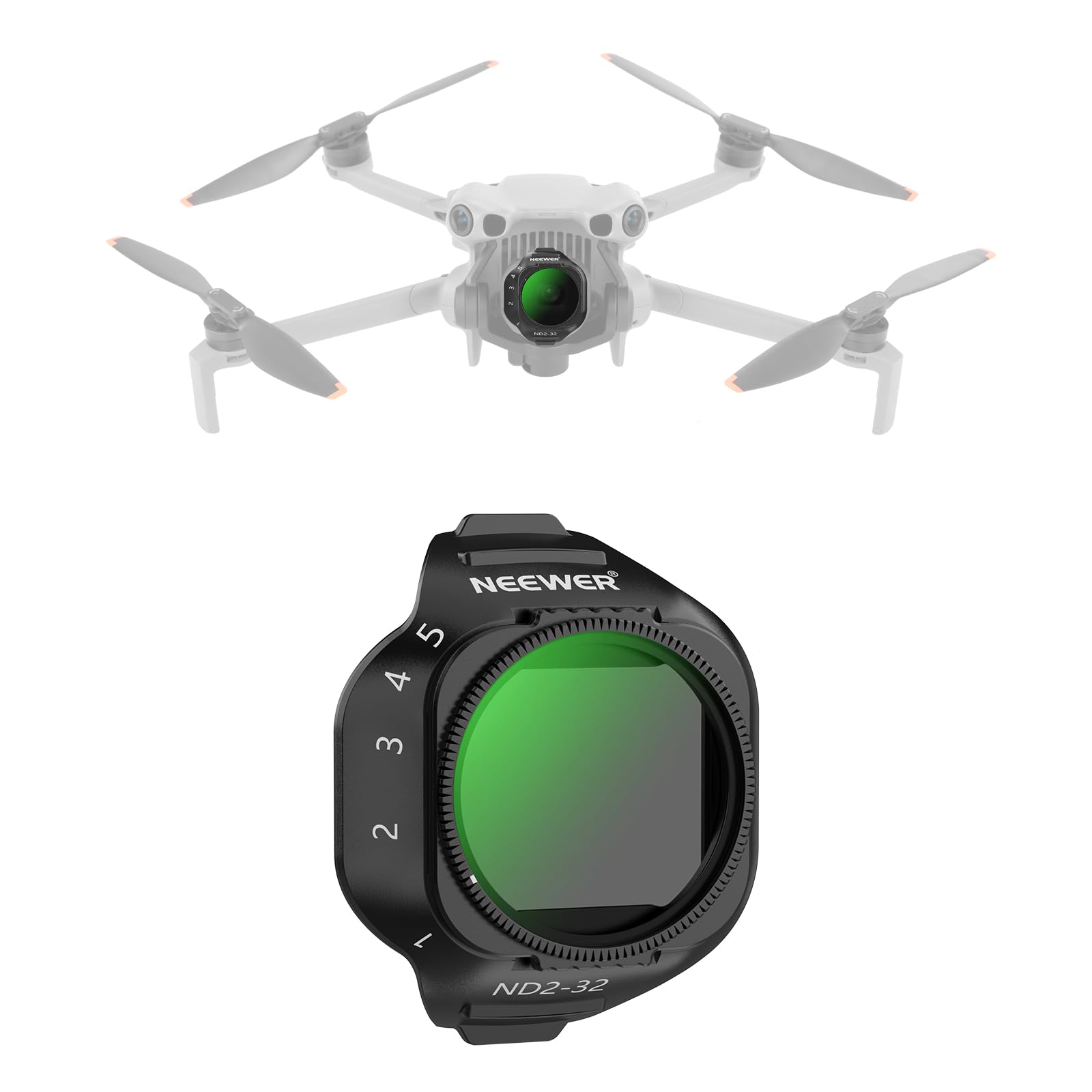 NEEWER Variable ND Filter Compatible with DJI Mini 5 Pro Drone, Snap On Adjustable Neutral Density (ND2-32, 1-5 Stops) Lens Filter Multicoated Optical Glass Aerial Camera Photography Accessories