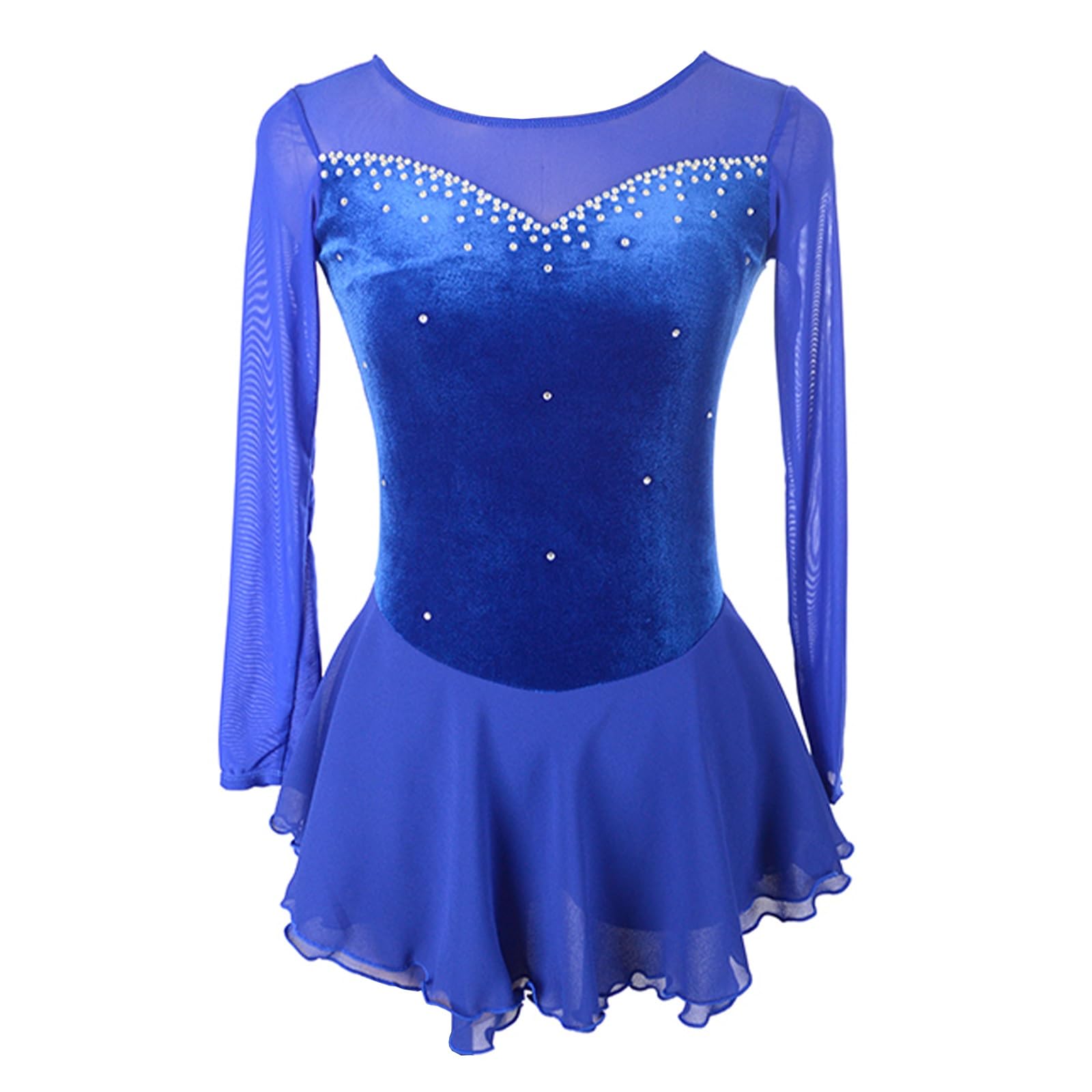 Vestido de patinaje artístico for niñas elegantes trajes de baile de competición con espalda abierta y diamantes de imitación brillantes