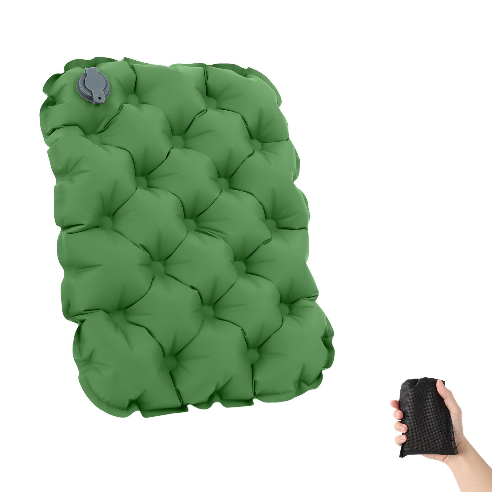 Poeruse Portable Inflatable Seat Cushion, Air Seat Cushion Inflatable, Lightweight Seat Pad for Airplane Camping Walking Hiking Travel Fishing Boating (Green)
