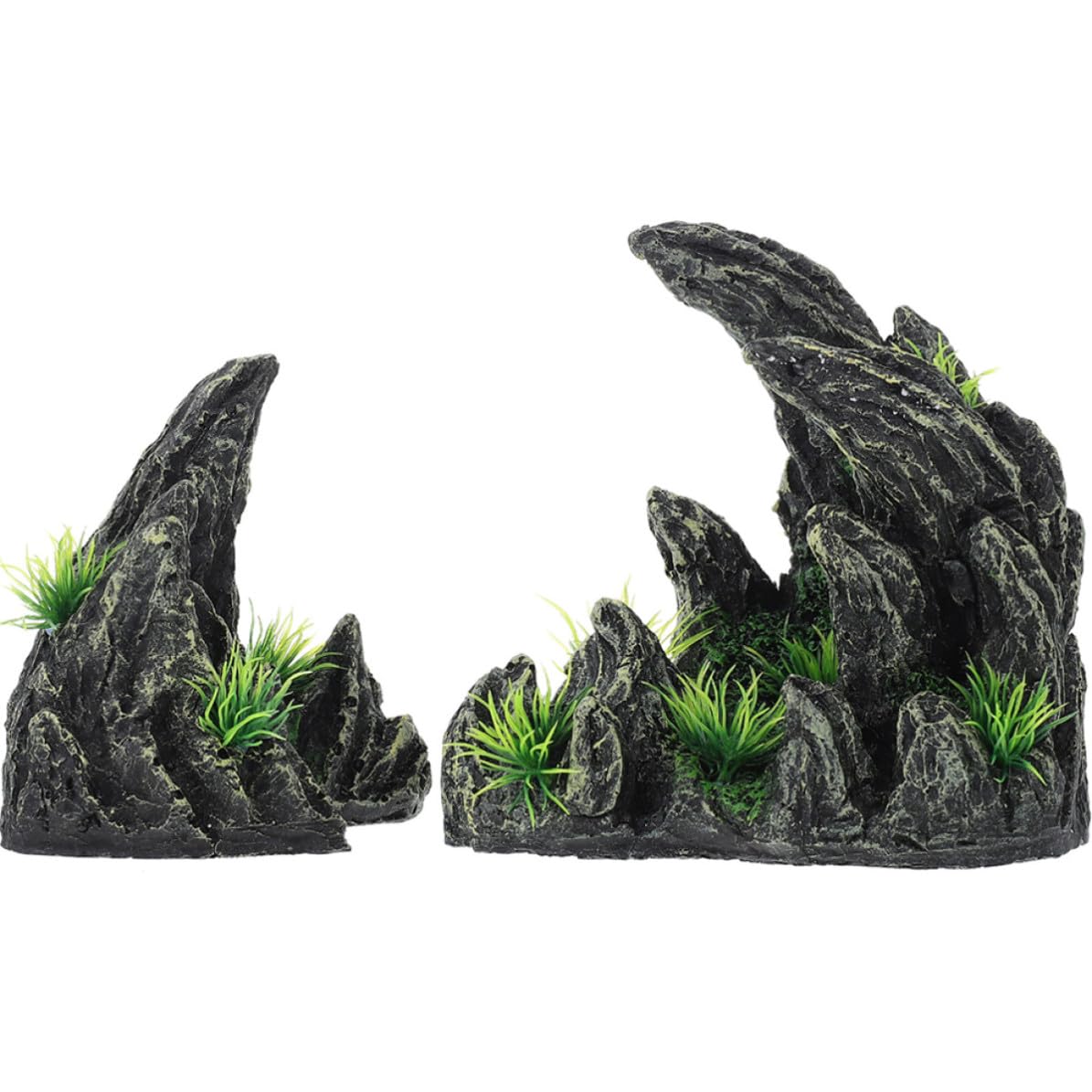 GALPADA Adornos para Acuario 2piezas de Resina Diseño de Montaña Falsa y Cueva para Decoración de Pecera y Hábitat de Peces