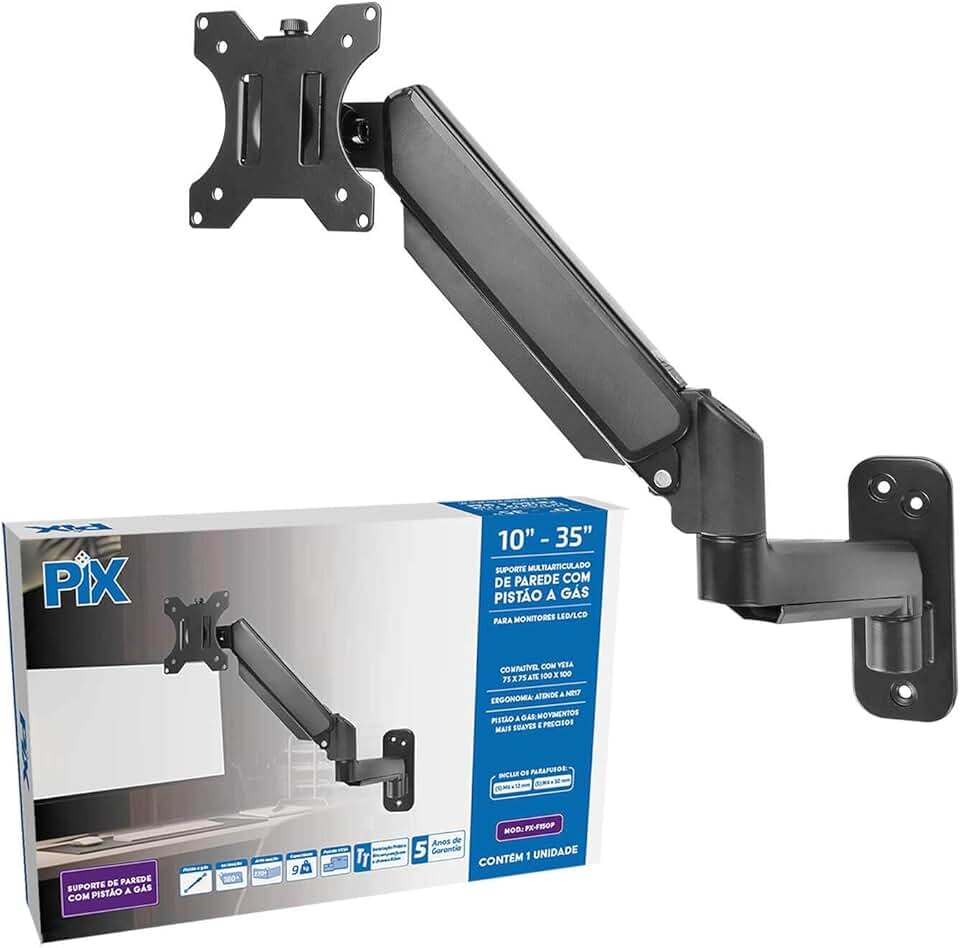 Suporte Articulado Com Pistão A Gás Parede Monitor 10" Até 35"