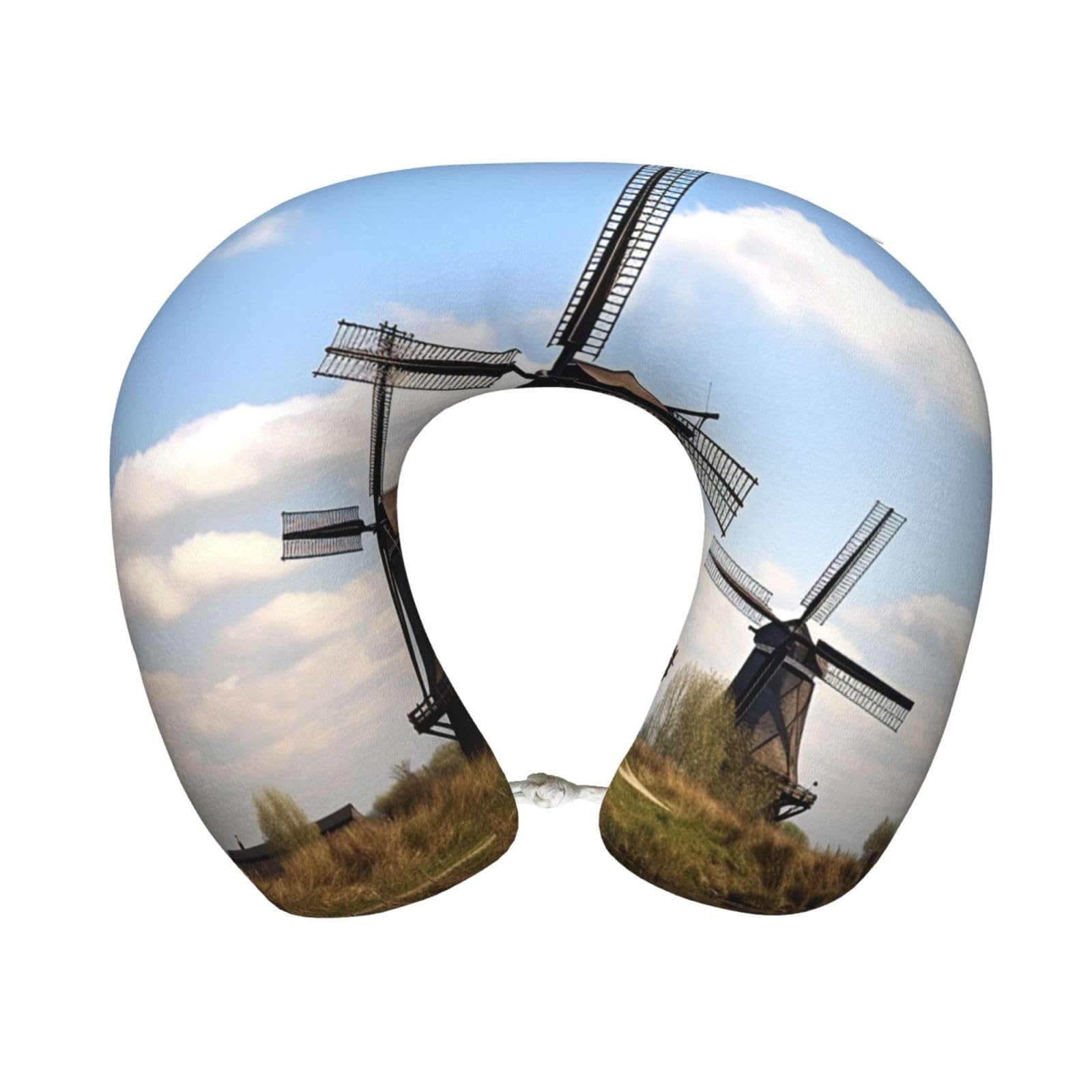 FodPand Travel Pillow Windmills Neck Rest Soft Comfortable Travel Neck Pillow U-Shaped Memory Foam Sleeping Rest Cushion Travel Accessories for Airplane Car and Office
