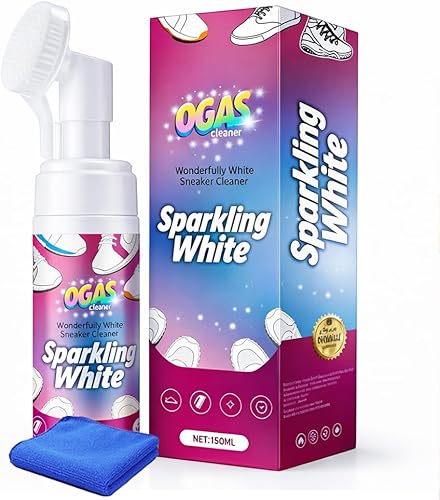 Kit limpiador de zapatos, 5.1 fl oz de espuma limpiadora de zapatos blancos con paño de microfibra, para zapatos blancos, cuero, lona, punto, botas,
