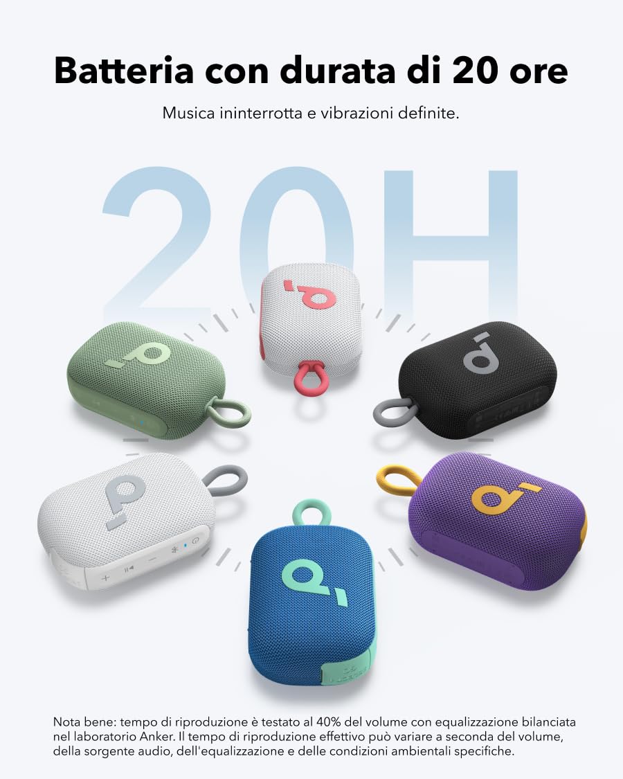 Soundcore Select 4 Go cassa bluetooth ultra portatile, suono potente da 5W,fino a 20 ore di riproduzione, IP67, mini cassa bluetooth, galleggiante, ideale per escursioni