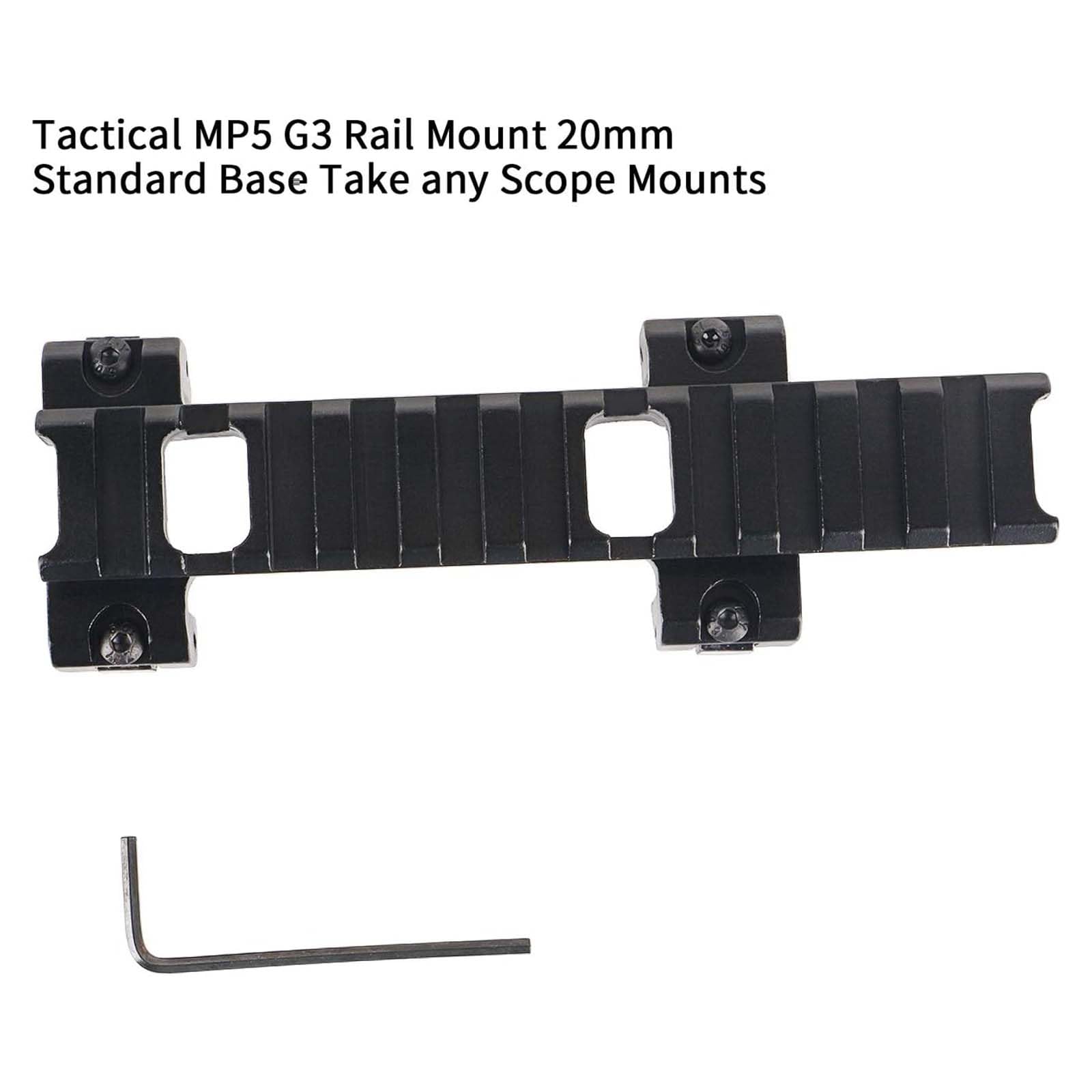 Riel de Perfil Bajo Táctico de 20 mm Weaver/Picatinny Adaptador de Extensión de Base de Montaje en Carril para MP5 G3