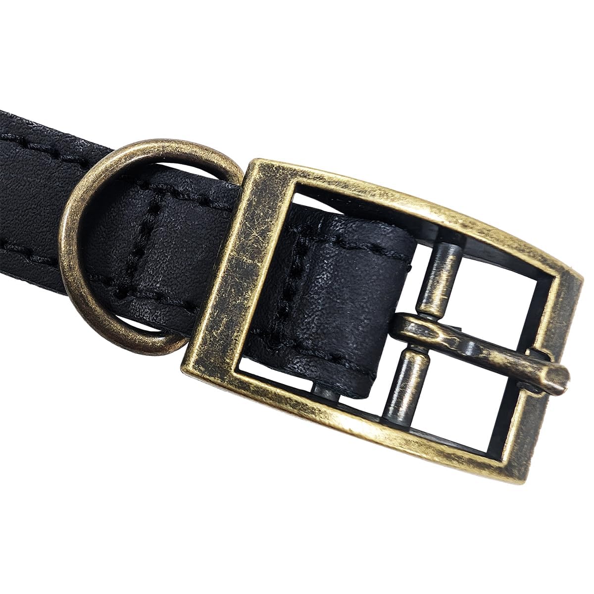 HugglePets Legacy Leather Dog Collar, Black (Medium - Image 4