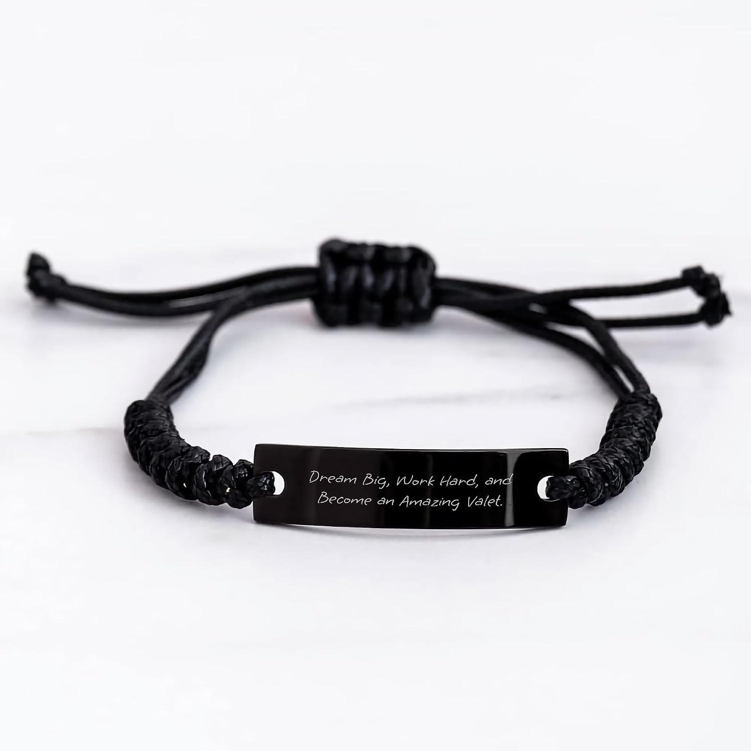 Generic Valet Valet Valet | Dream Big, Work Hard, And Become An Amazing Valet. | Rope Bracelet | Inspirational Gifts for Father's Day Unique Gifts from Valet to Valet, Small, Black