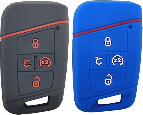 2 fundas protectoras de goma Coolbestda con 4 botones para llavero y guantes para VW Volkswagen Tiguan Atlas Jetta Passat Golf Alltrack 2021 2020