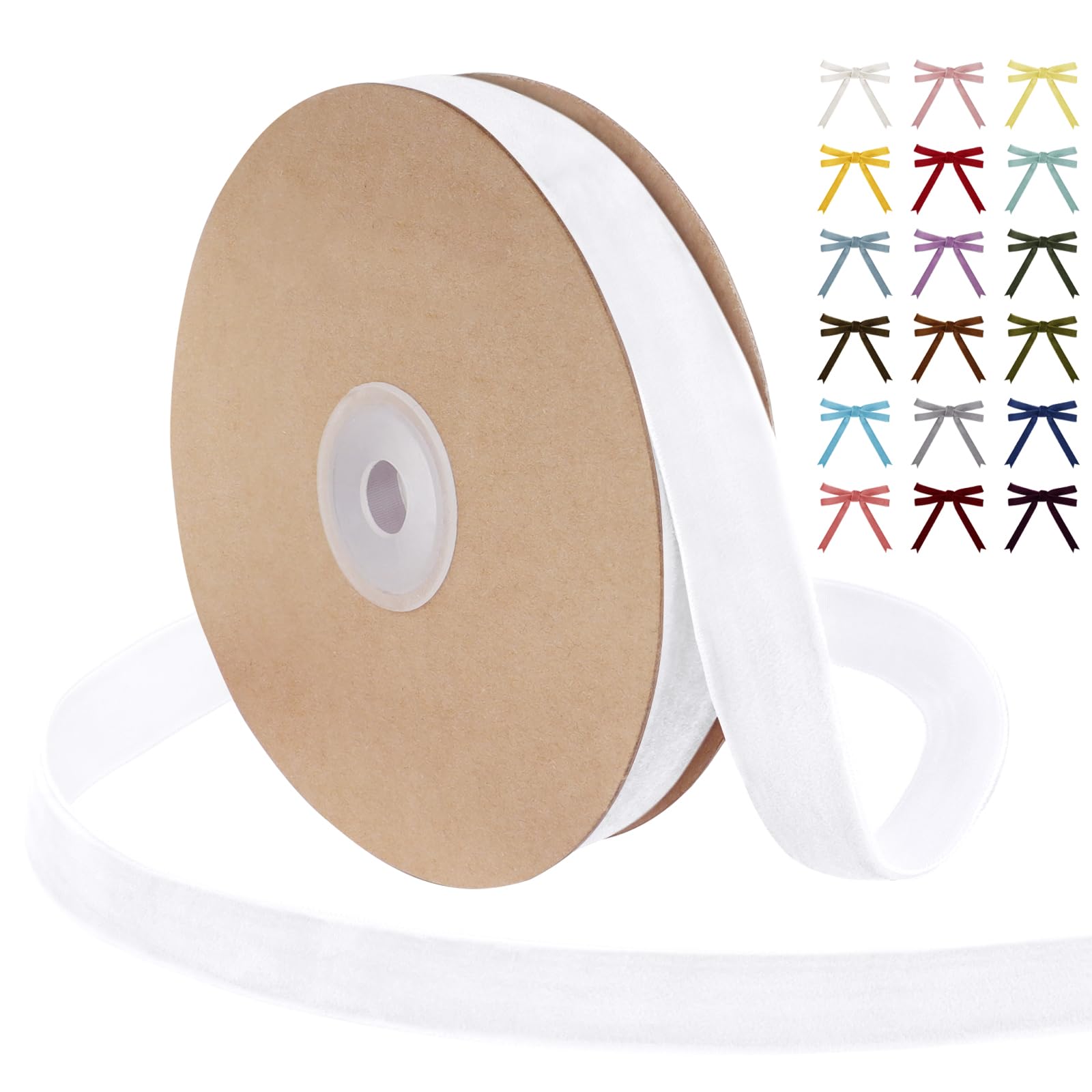 Uiopa White Velvet Ribbon, 15mm x 9m Single Face Wrapping Ribbon, Vintage Velvet Ribbons for Gift Wrapping, Wreaths, Wedding, Party, Home Decor, DIY Crafts โ image 1