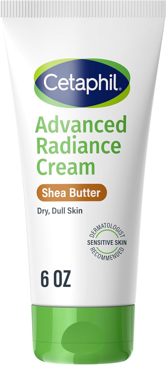 Crema facial Advanced Radiance, manteca de karité, sin fragancia, 6 oz | Hidratación de 48 horas, humectante para piel seca y apagada, hipoalergénico, todos los tonos de piel, manteca de karité, brillo radiante