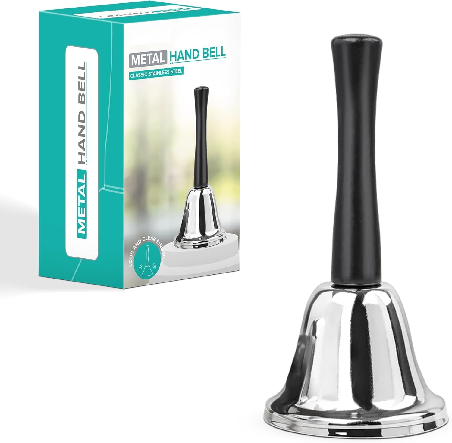 Hand Bell Elderly Butler Handle Call Bell Handheld Warehouse School Reception Wedding Events Hotel Dinner Counter Attention Loud Butler Service Christmas Santa Bells Xmas Accessory(1Pc)