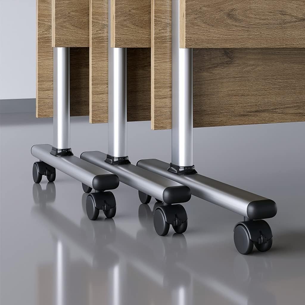 Folding Computer Table, Low Profile Flip Top Mobile Training Table with Lockable Wheels for Meeting Rooms, Training, Media Centers, Classrooms (Wood 140 x 50 x 75 cm)