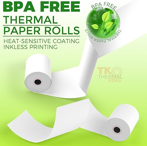 Miniatura 48 de (10 rollos) Papel térmico de 2 1/4 pulgadas x 165 pies, papel de recibo para caja registradora de negocios minoristas, se adapta a la mayoría