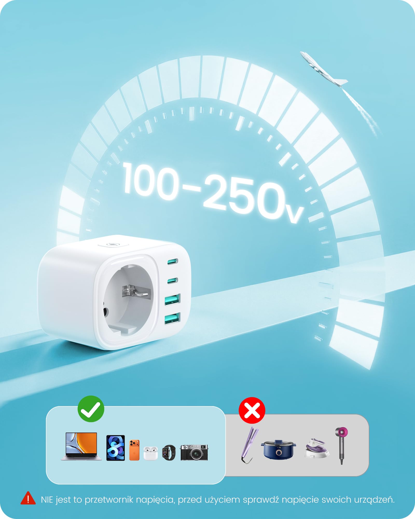 LENCENT Adapter podróżny na całym świecie zestaw typu A, B, C, D, G, I | uniwersalny adapter podróżny do USA, Anglii, Japonii, Kostaryki, Meksyku, Tajlandii, Malediwów, Sri Lanki, Australii