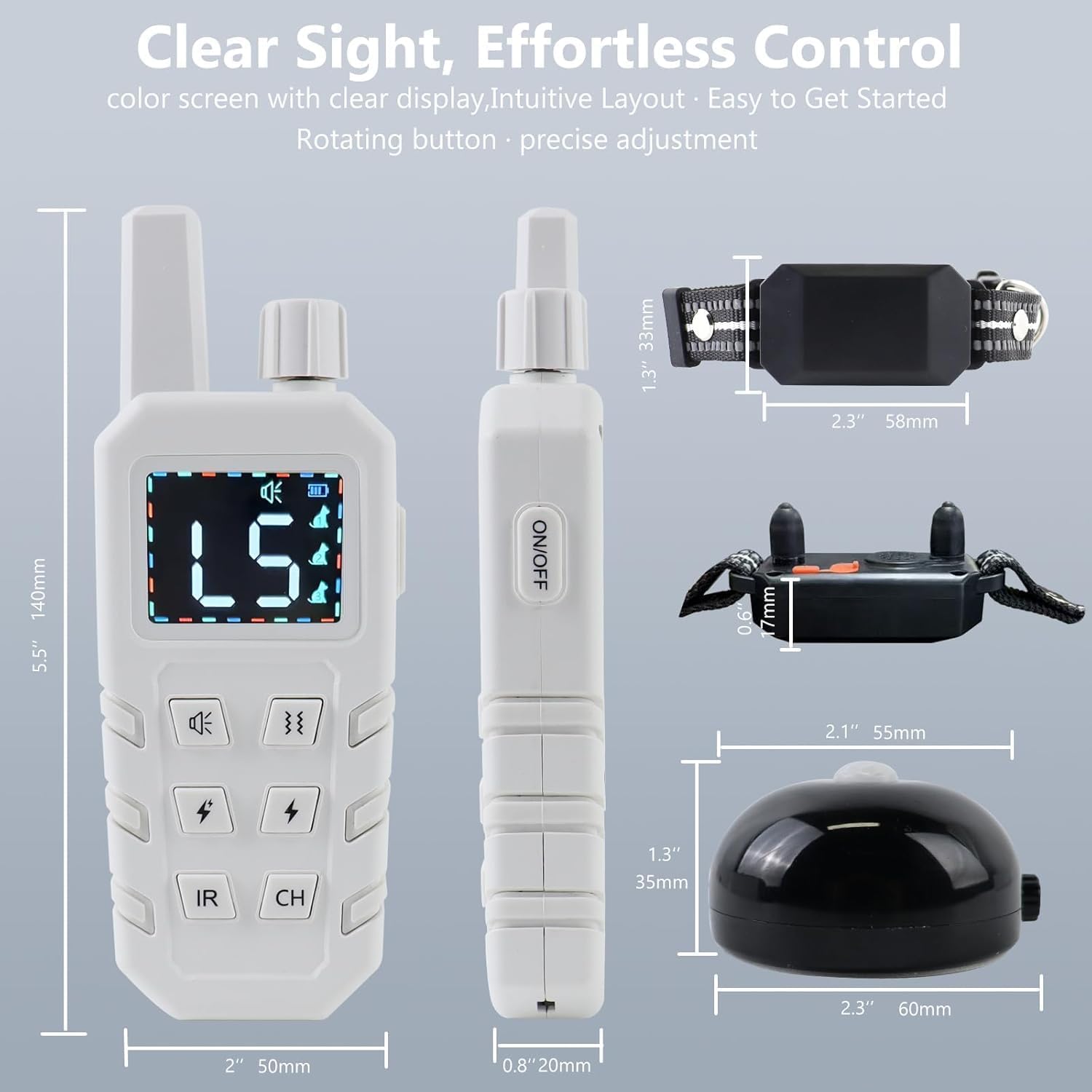 KIP Remote Dog Training Collar, IP67 Waterproof Shockproof E-Collar with 5 Training Modes, Rechargeable and Adjustable for Small, Medium and Large Dogs