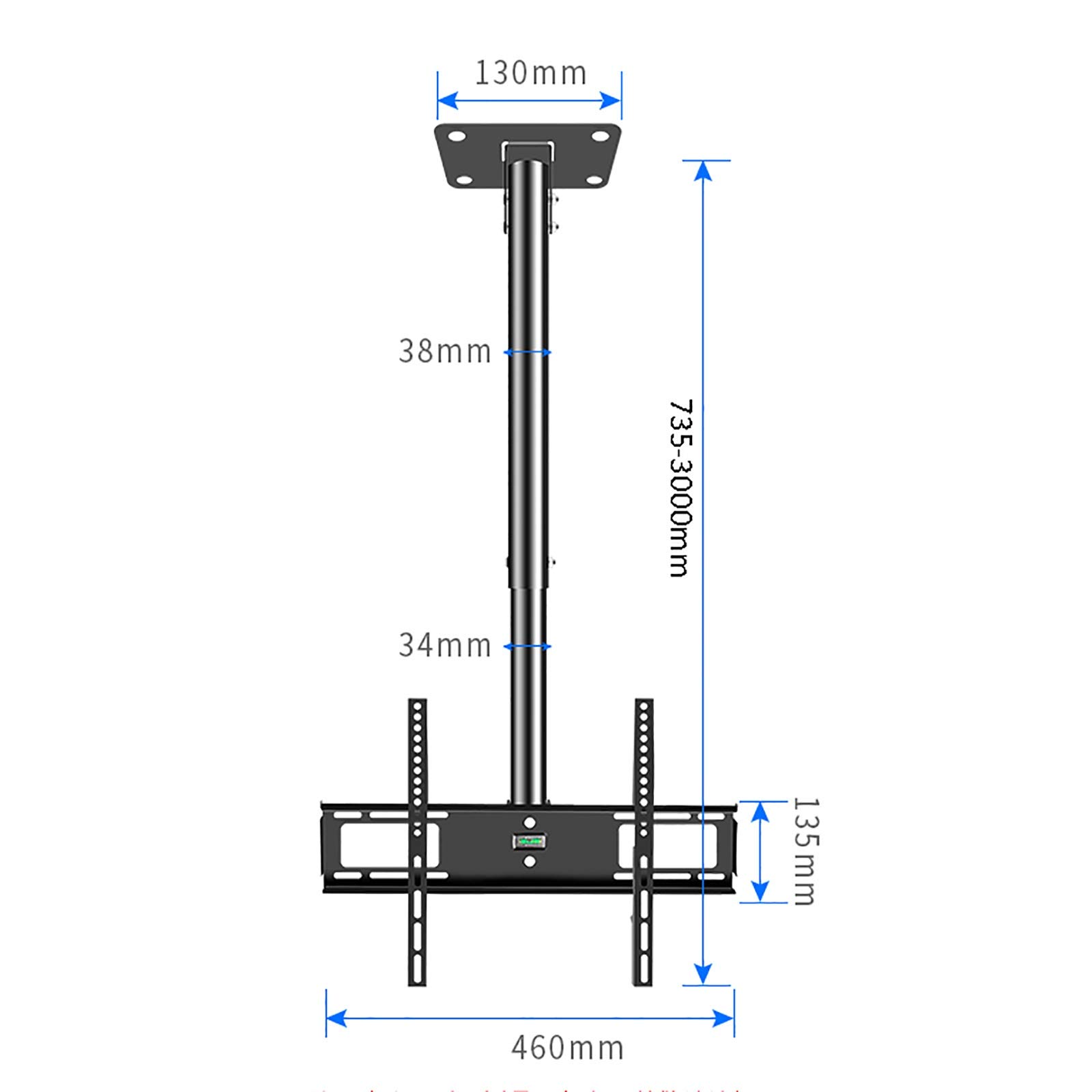 Soporte de TV para TV plano de 26 a 50 pulgadas, VESA de 400 x 400 mm, soporte de techo ultra delgado, TV a techo de 39 a 118 pulgadas, soporte de TV inclinable/giratorio