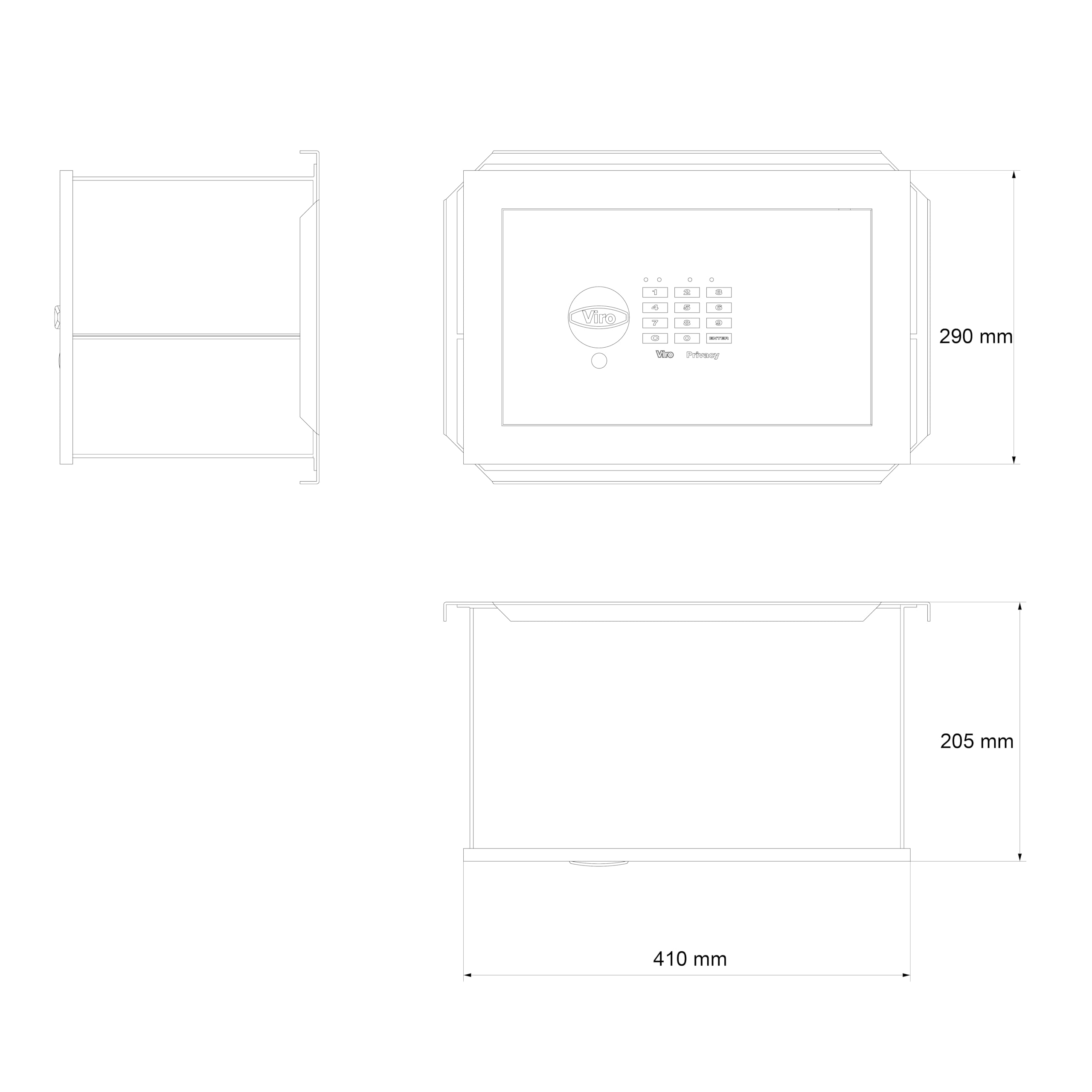 Viro | Privacy Elettronica, Cassaforte a Muro con Scheda Elettronica, da Incasso, in Acciaio, 410x290x205 mm