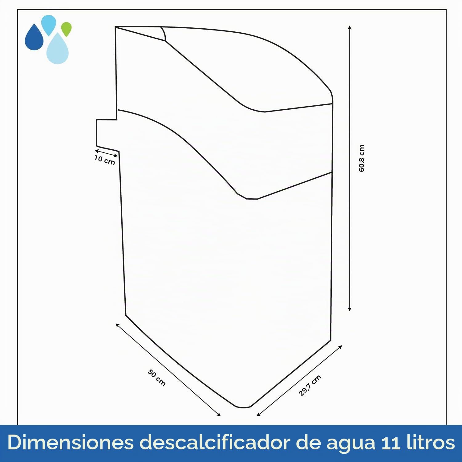 Descalcificador De Agua Sin Electricidad Kube 11l Válvula Volumétrica Mecánica - Completa Con Accesorios