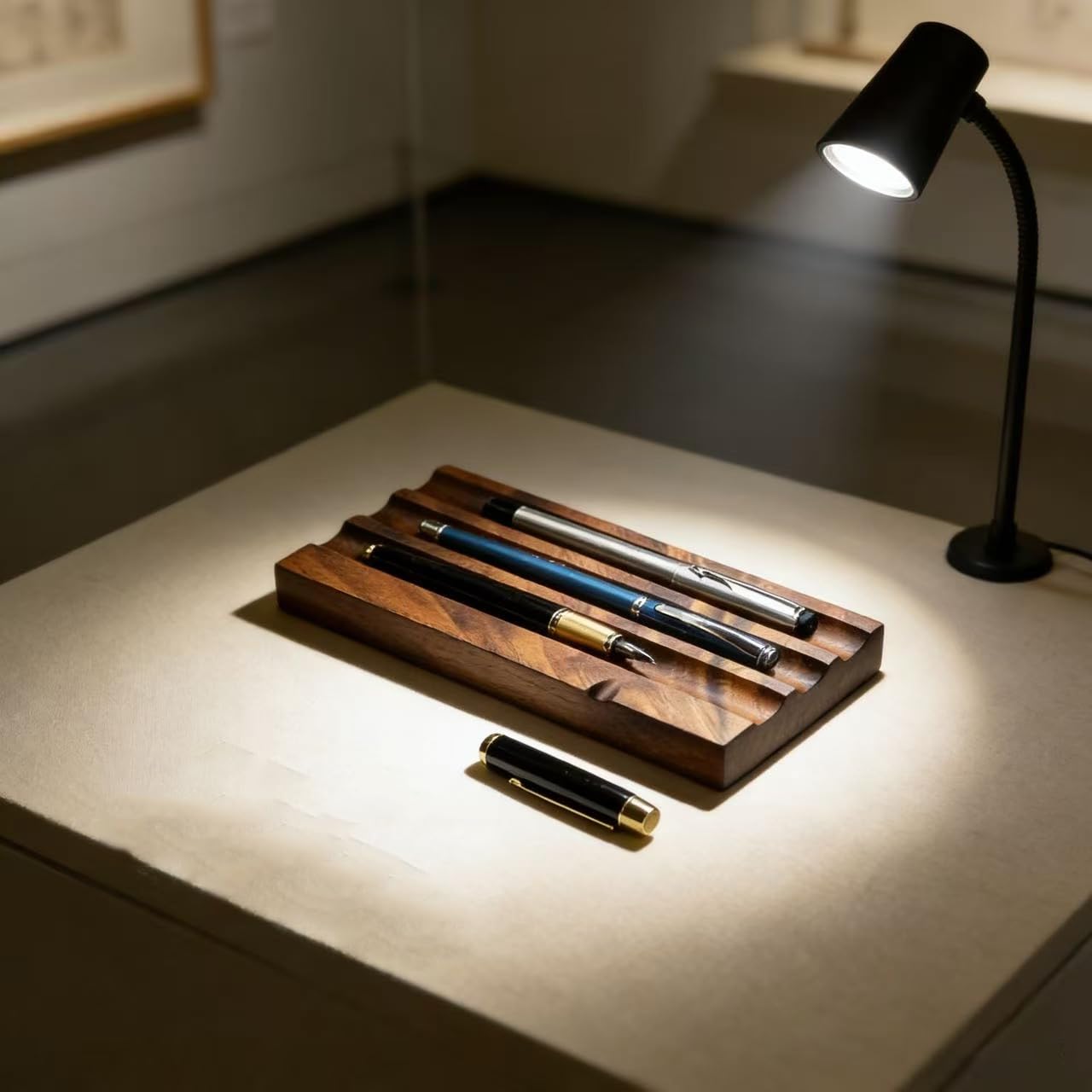 Horizontaler Stifthalter für Schreibtisch, Walnussholz, Stifteablage, Bürozubehör, Lehrergeschenke, geeignet für Schule, Zuhause, Stiftablage für Schreibtisch, Schreibtisch-Kunstzubehör (3