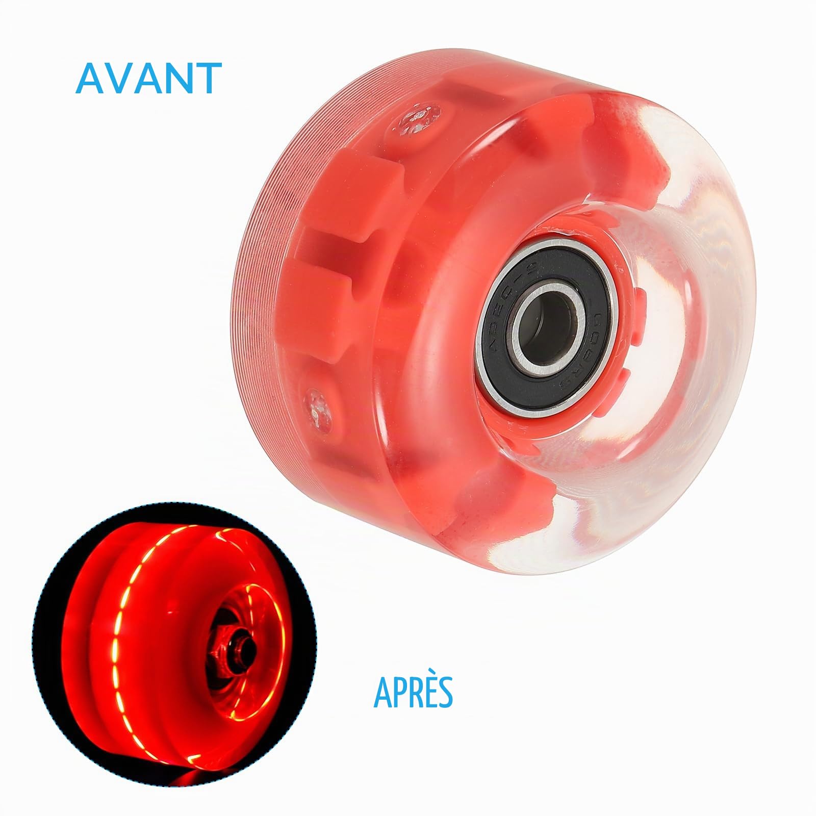 PATIKIL Ensemble de Roues de Patins à roulettes, 8 Pcs 58mm 82A Ensemble de Roues de Skateboard Cruiser Lumineuses avec Roulements, pour Le Patinage en Double Rangée en Extérieur, Rouge
