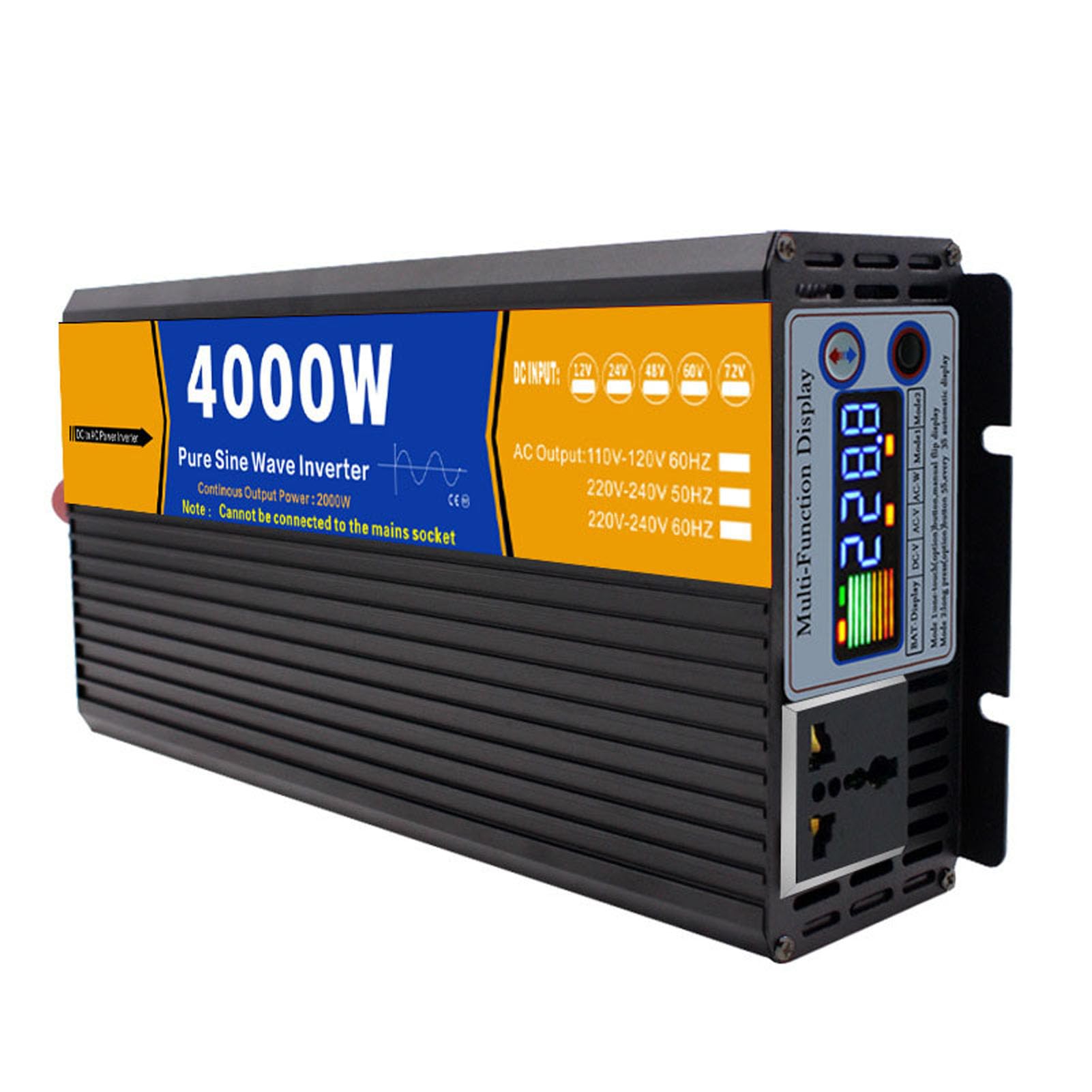 Przetwornica Czystej Fali Sinusoidalnej 4000 W, Przetwornice Prądu Stałego 12 V/24 V Na Ac 110 V/220 V, Przetwornica Falownika Energii Słonecznej, Do Ciężarówki, Domu, Pojaz(Size:12V-220V,Color:4000W)