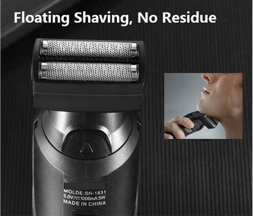 Rasoir électrique pour homme, 6 en 1 rechargeable et étanche IPX7, rasoir électrique avec tondeuse de précision, tondeuse à cheveux, rechargeable, rasoir humide et sec avec nettoyage facile