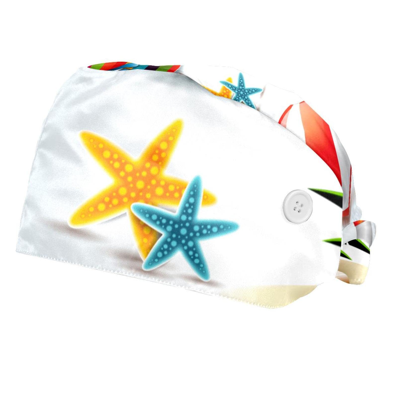 VIOQXIBouffant Working Cap with Ribbon Tie for Women Long Hair Adjustable Unisex Surgical Scrub Hat Memphis Triangle, 2 Pack