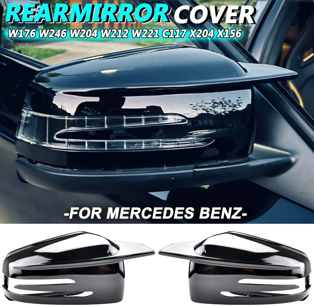 1 Pair Black Exterior Rearview Mirror Housings Door Mirror Covering Caps Compatible with B-enz W204 2008 2009 2010 2011 2012 2013 2014