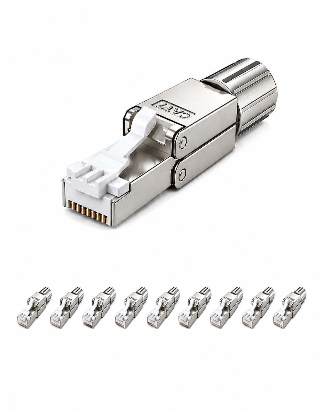 Wooja 10 connettori di rete Premium Cat7, connettori a crimpatura schermati, senza attrezzi, RJ45