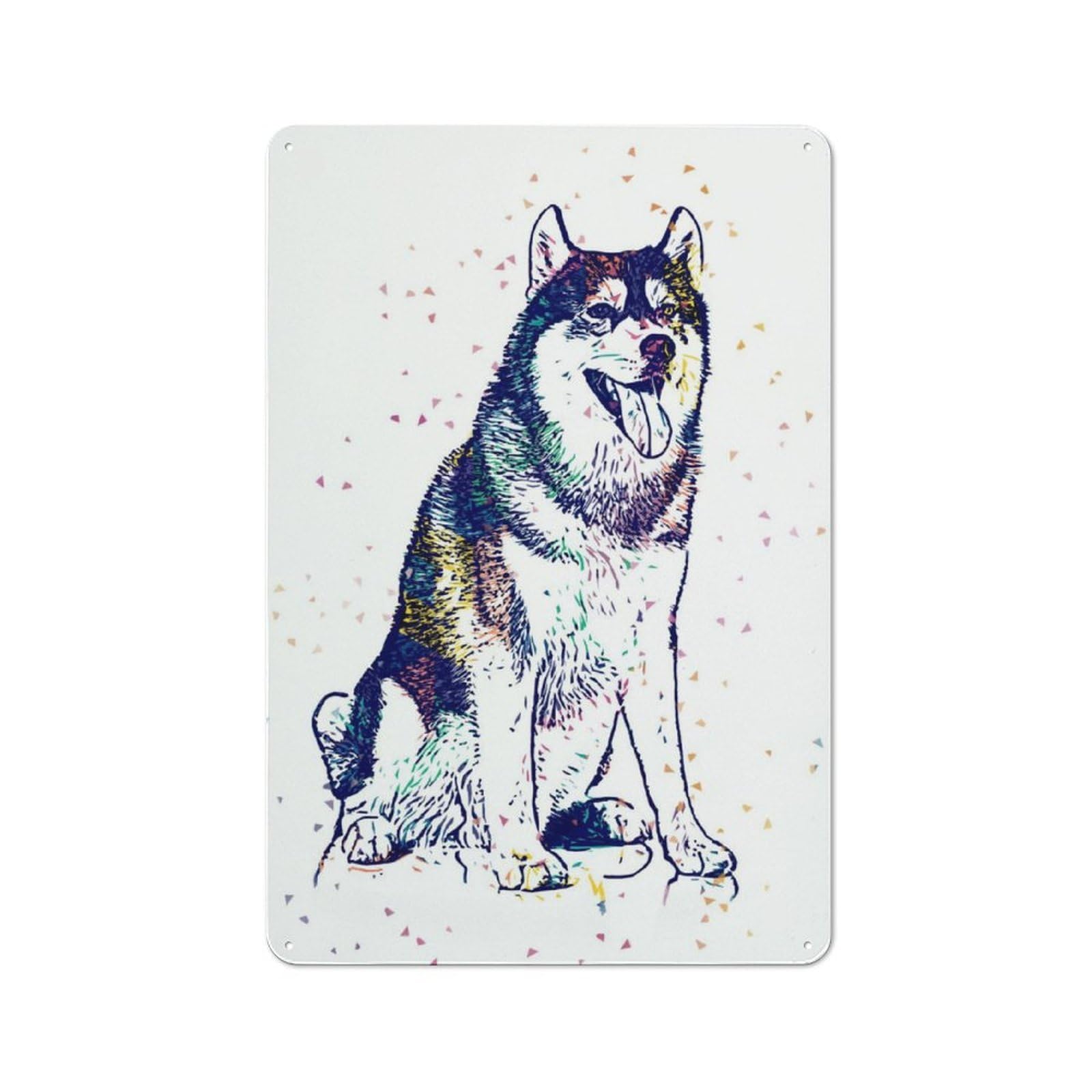 Junmoney Siberian Husky Dog For Lounge Or Reading Corner, Rustic Tin Sign 30X20cm, For An Autumn Update To Lounge And Reading Corner