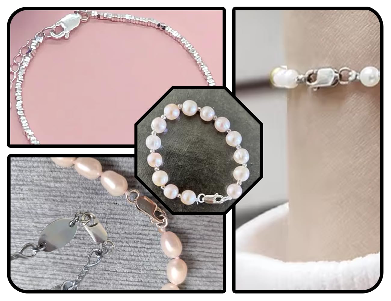 KAPSING Juego de 3 cierres de cadena,cierre de mosquetón de plata de ley 925,cierre de mosquetón con 20 piezas de anillos abiertos,accesorios de conector de cierre de joyería de pulsera(plata)