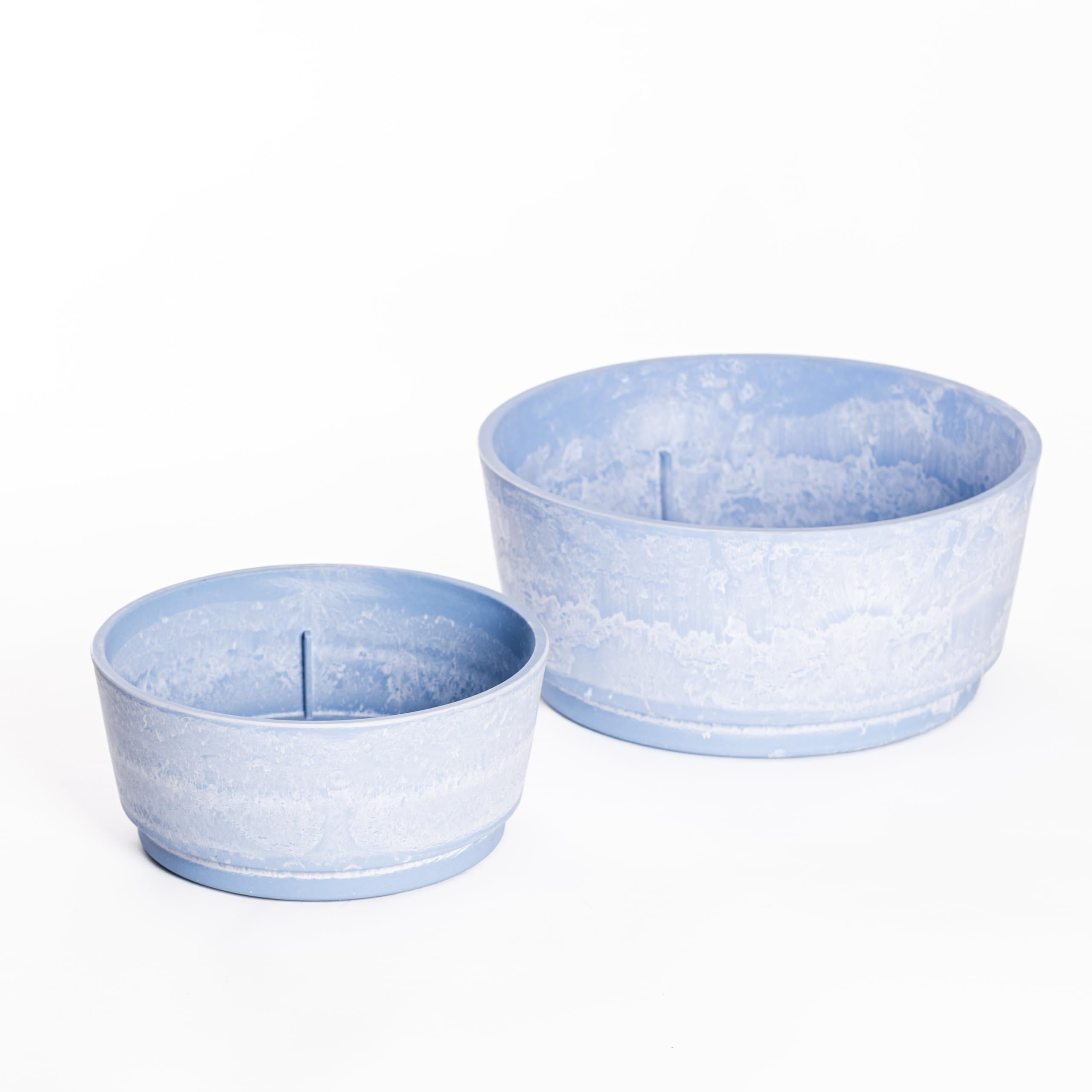 Garden Gear Caesar Sky Blue Marble Effect Planter Plant Pot Frost Resistant Indoor Outdoor Decorative Bowl & Tall Planters with Drainage (Planter 41cm x2)