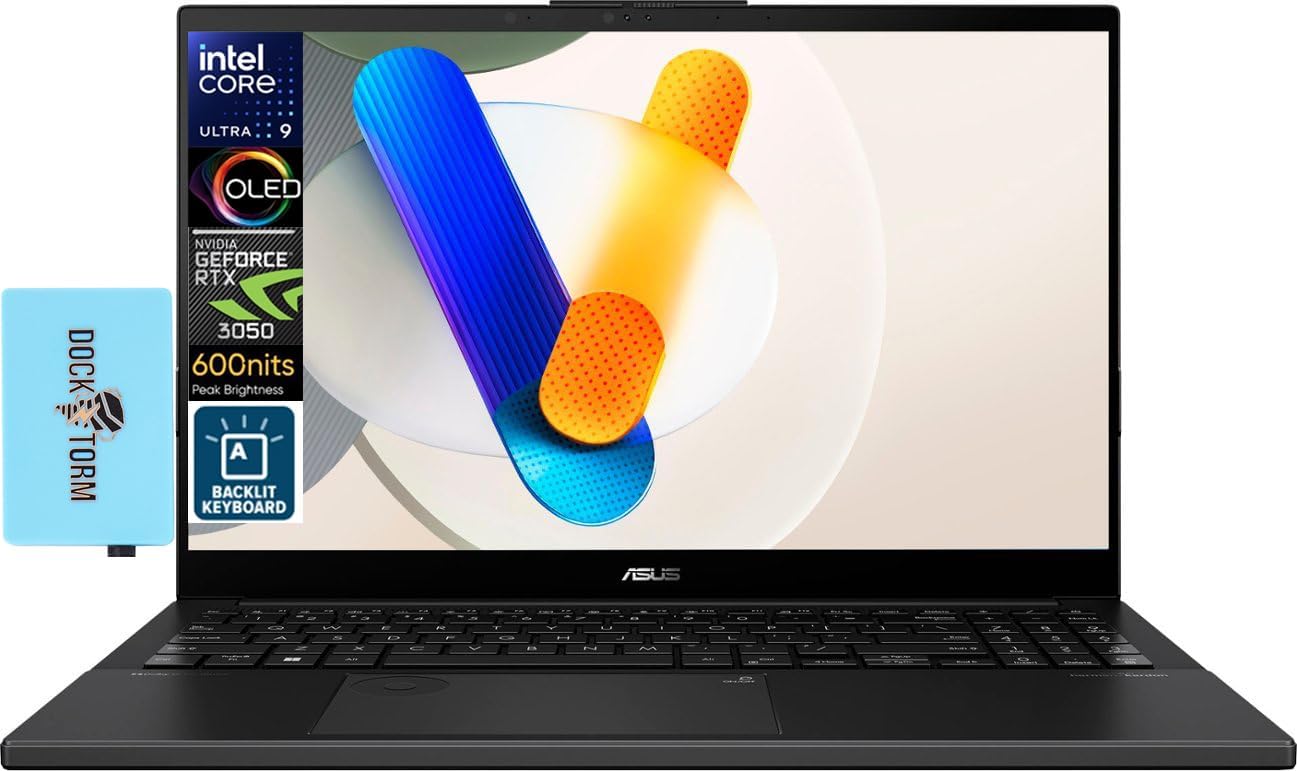 ASUSVivobook Pro 15 Creator Laptop 15.6" OLED FHD 600nits Display (Intel Core Ultra 9-185H, RTX 3050 6GB, 40GB DDR5 RAM, 2TB PCIe SSD, Backlit KB, Thunderbolt 4, Win11P) w/DKZ USB Hub