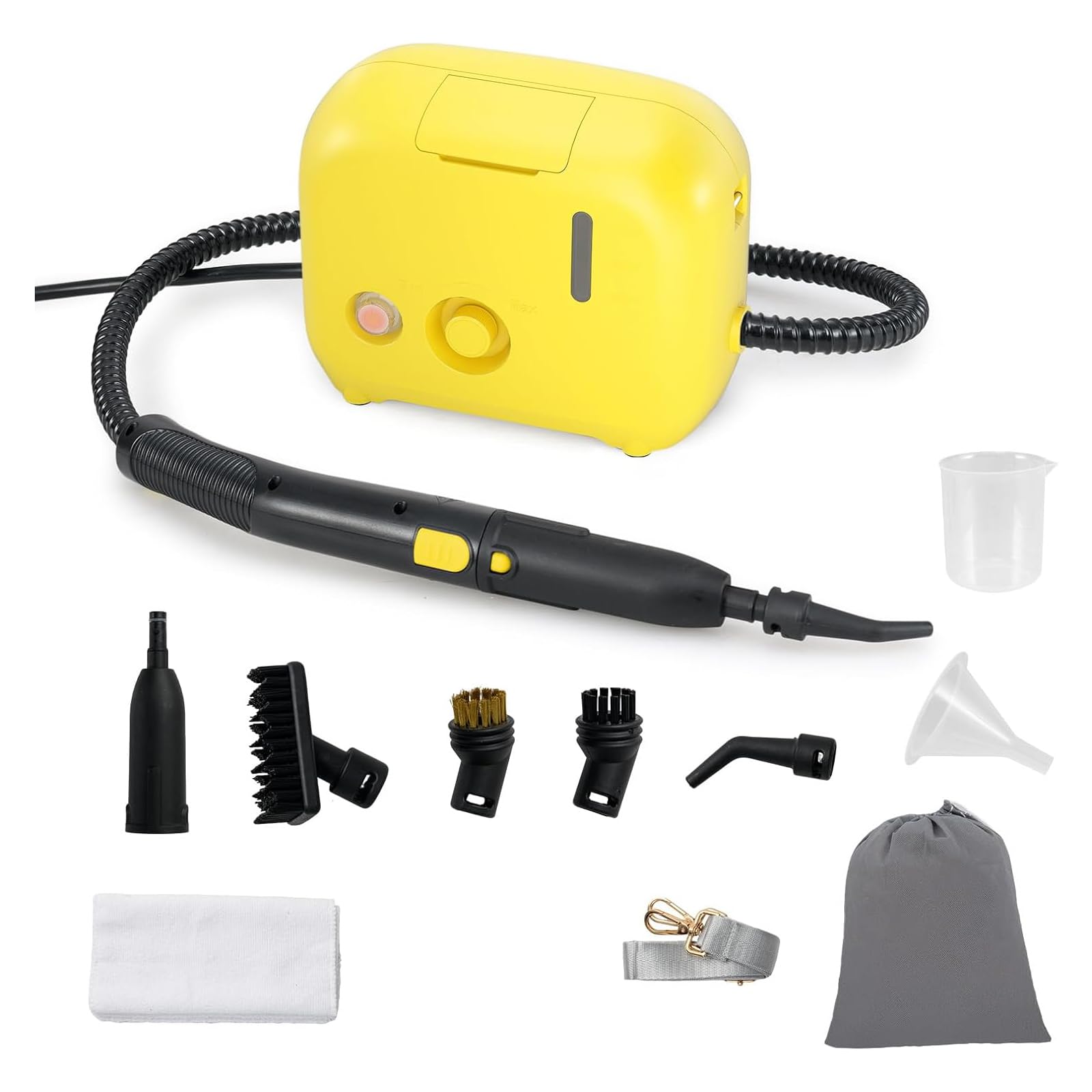 COSTWAY Nettoyeur Vapeur Portatif 1600W avec 11 Accessoires, Balai Vapeur Durée d'Utilisation Illimitée Réservoir d'Eau 1L, Nettoyant Vapeur Chauffage en 10 s pour Sol Canapé Tapis Rideaux (Jaune)
