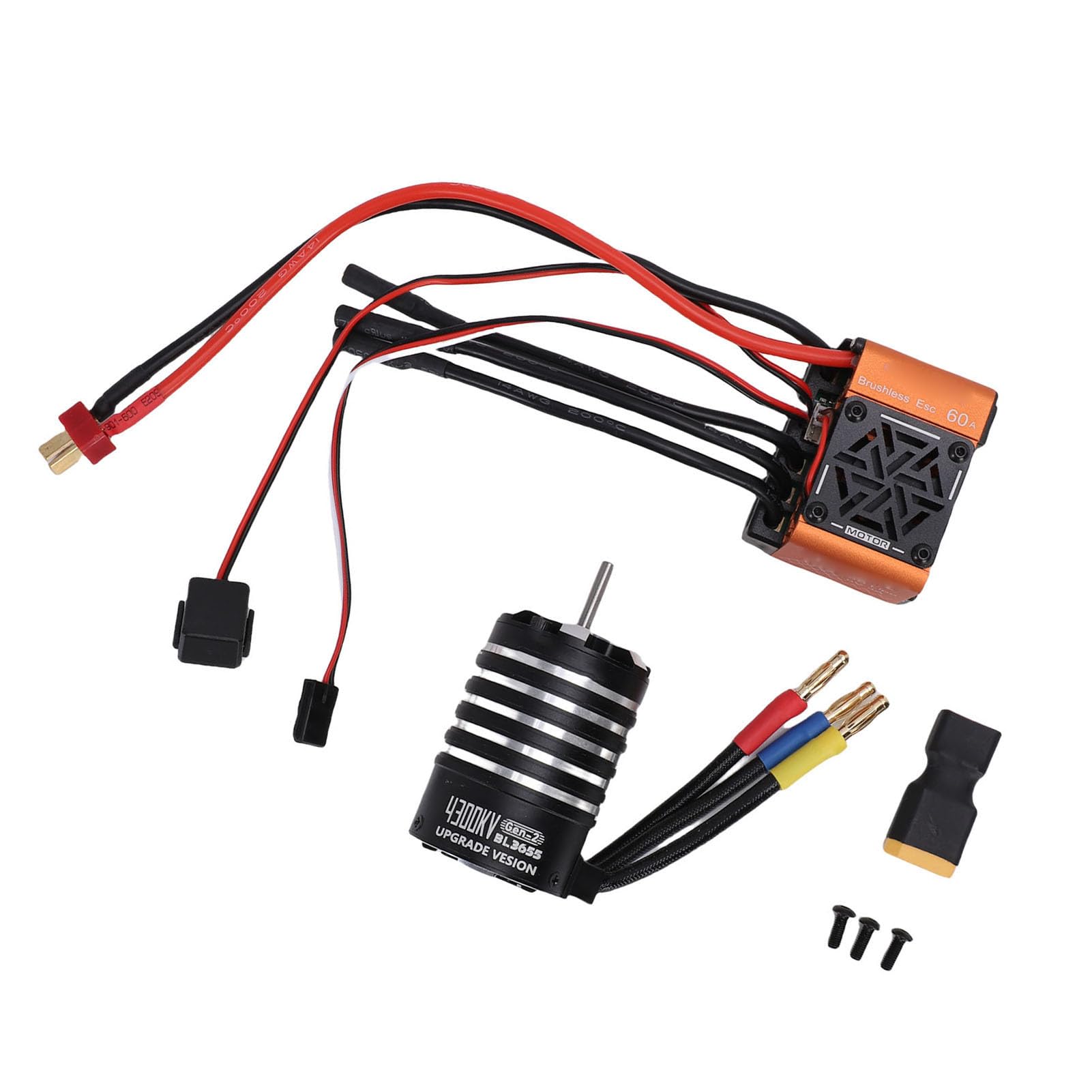 AMONIDA Wysokowydajny Silnik Bezszczotkowy 4300 KV i Zestaw Combo 60 A ESC do Pojazdów RC 1/10 1/12 Lekki i Wydajny