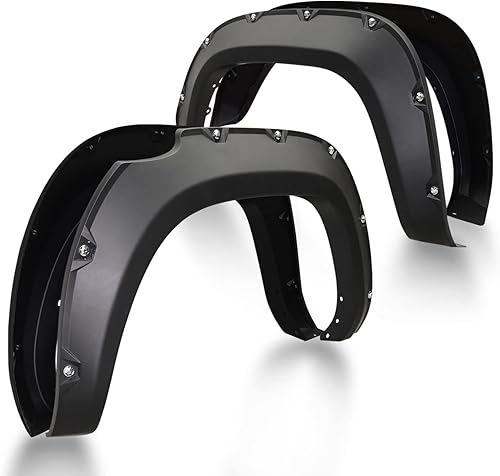 BuiltRough Funda para guardabarros compatible con Toyota Tacoma 2016-2022 todoterreno bolsillo delantero y trasero estilo remache color negro mate 4