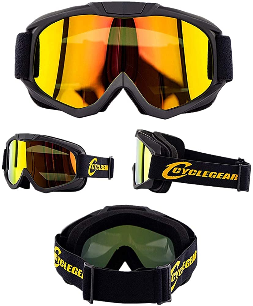 Armadio Dirt Bike Goggles, Anti-UV Motorcycle Goggles, Powersports Eyewear, Military Goggles for Men Women Youth (Black/Gold)