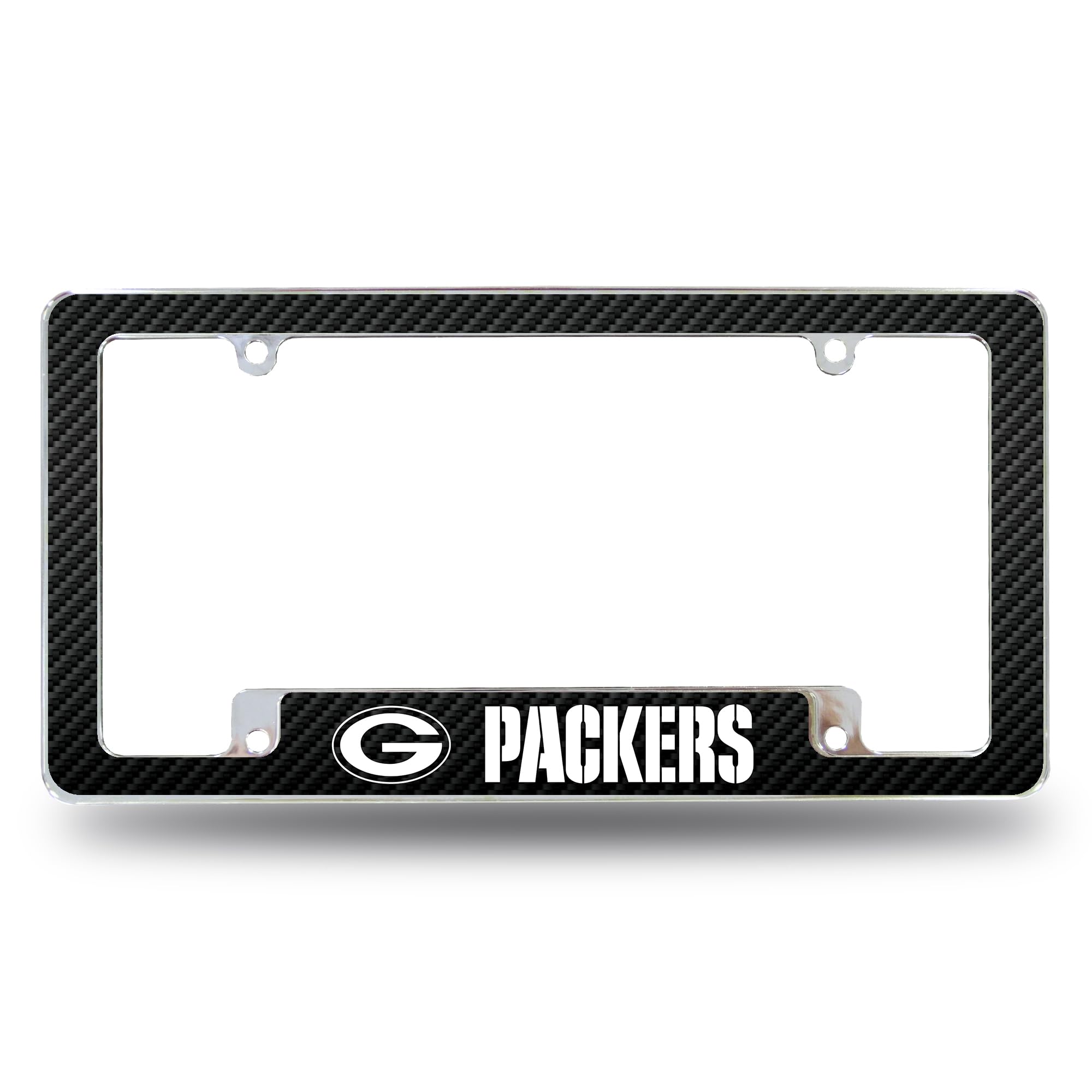 Rico Industries NFL Green Bay Packers 12x6 Chrome All Over License Plate Frame, Black, AFC3302BCF
