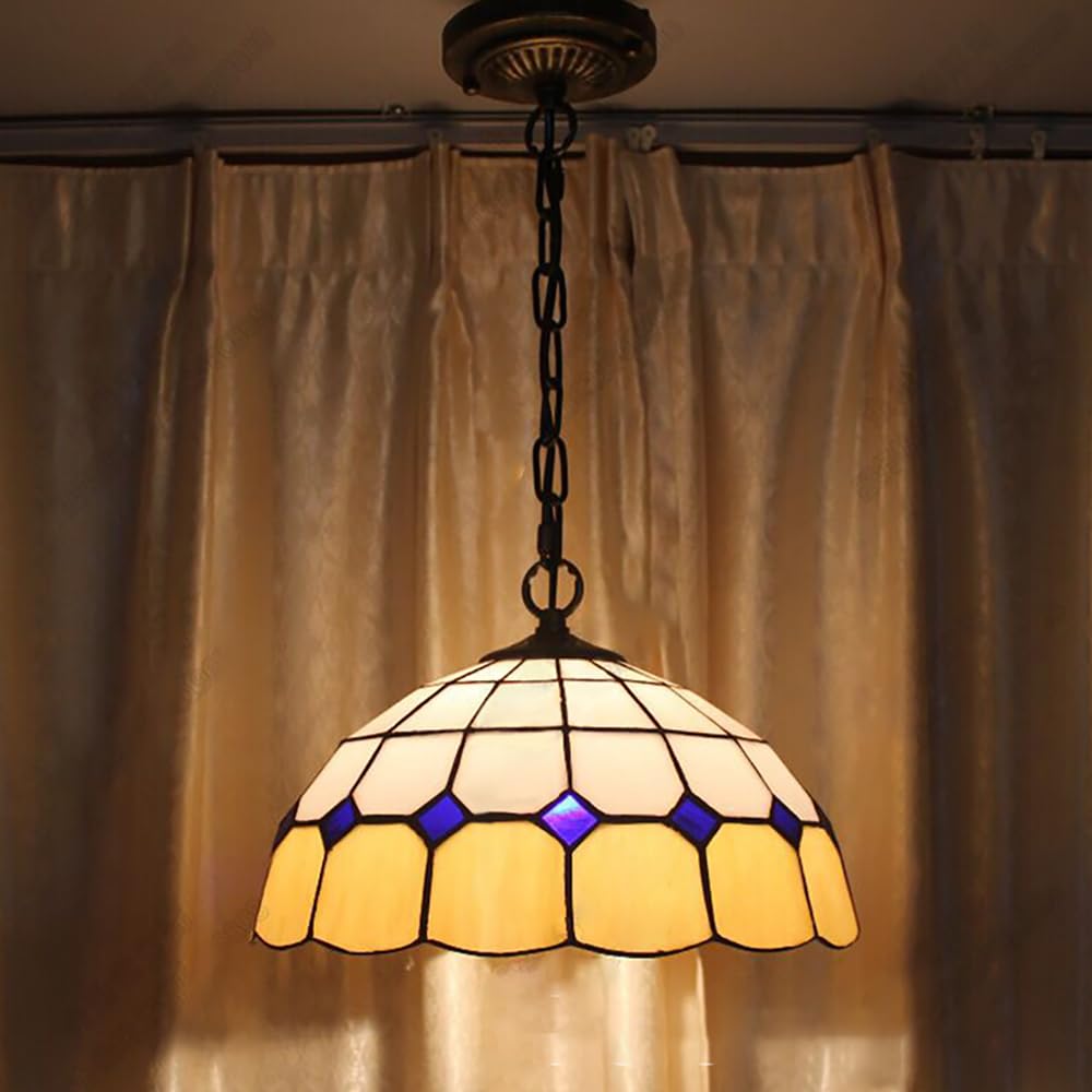 SXECAEPS Contemporary Color Glass Pendant Lights American Countryside Art Living Room Restaurant Bedroom Hotel Corridor Chandelier (B D40CM)